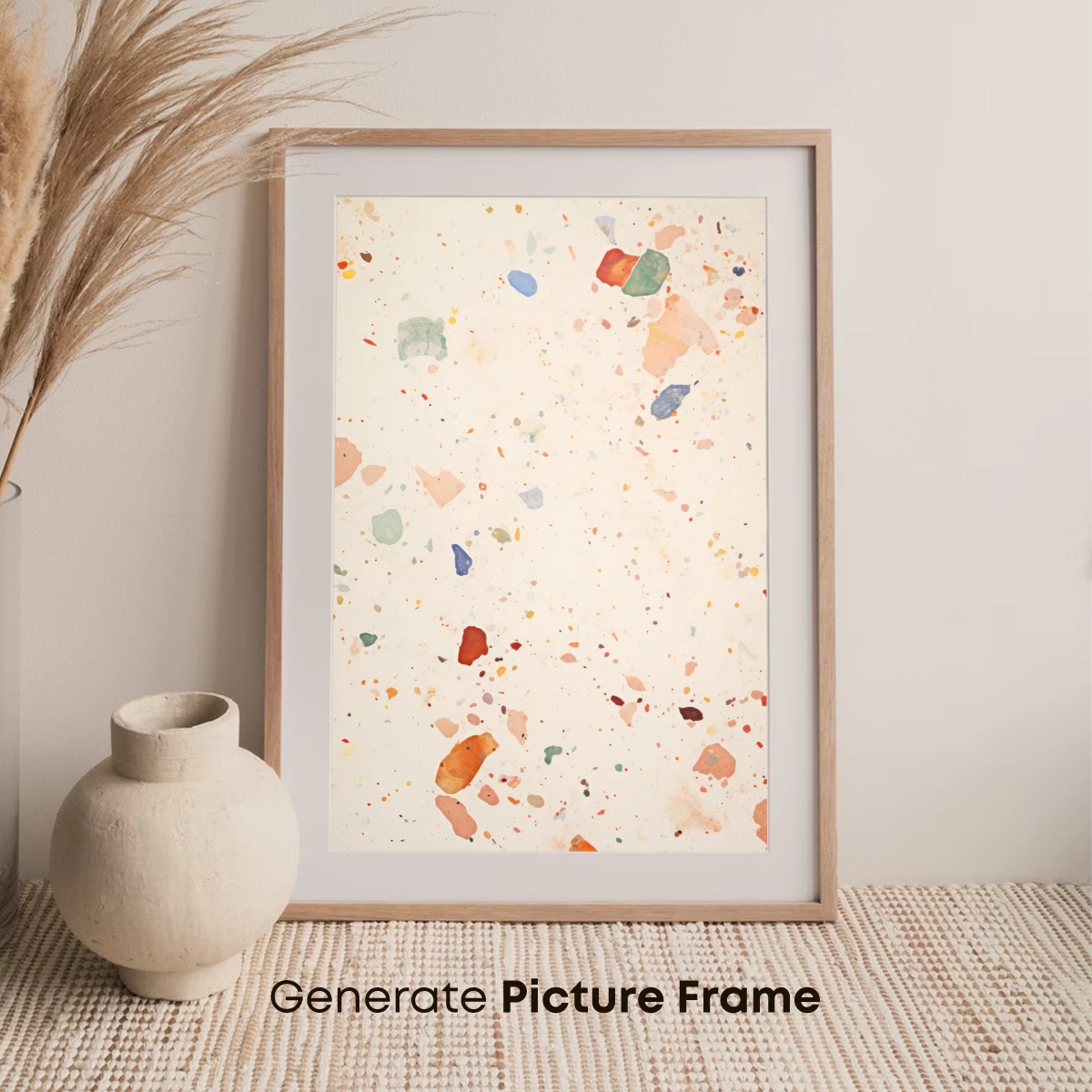 Abstract Terrazzo Canvas: Colorful Flecks on Cream - Image 7