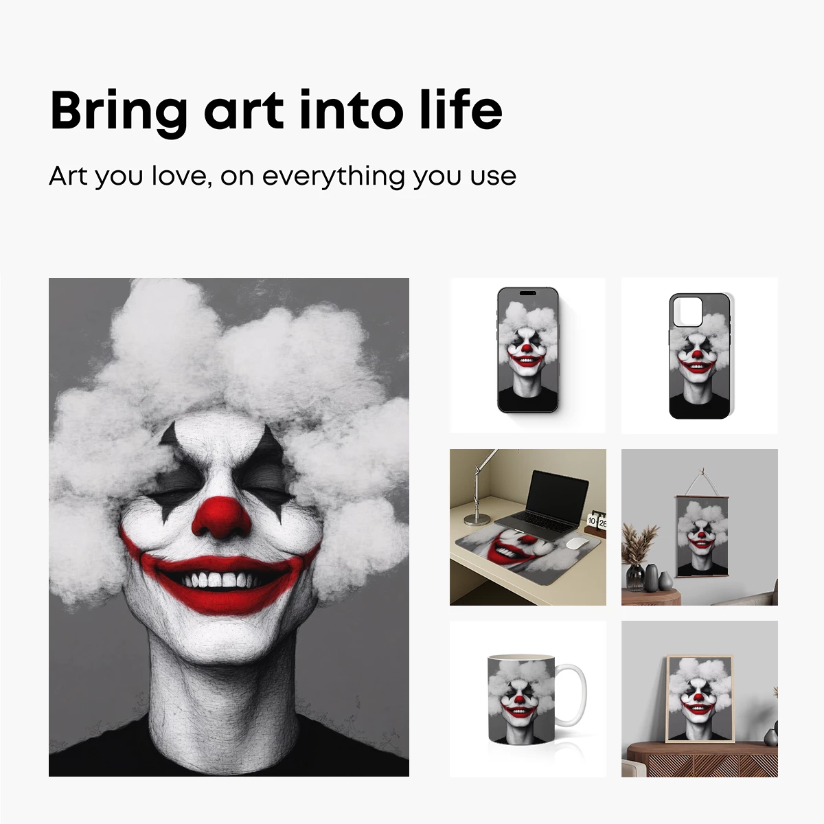 Clown in Clouds: Surreal Smiles and Smoke - Image 2