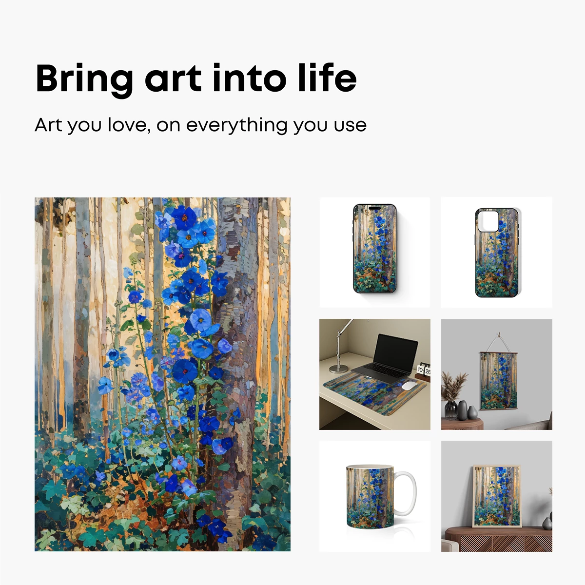 Enchanted Blue Blossoms in Forest Light - Image 2