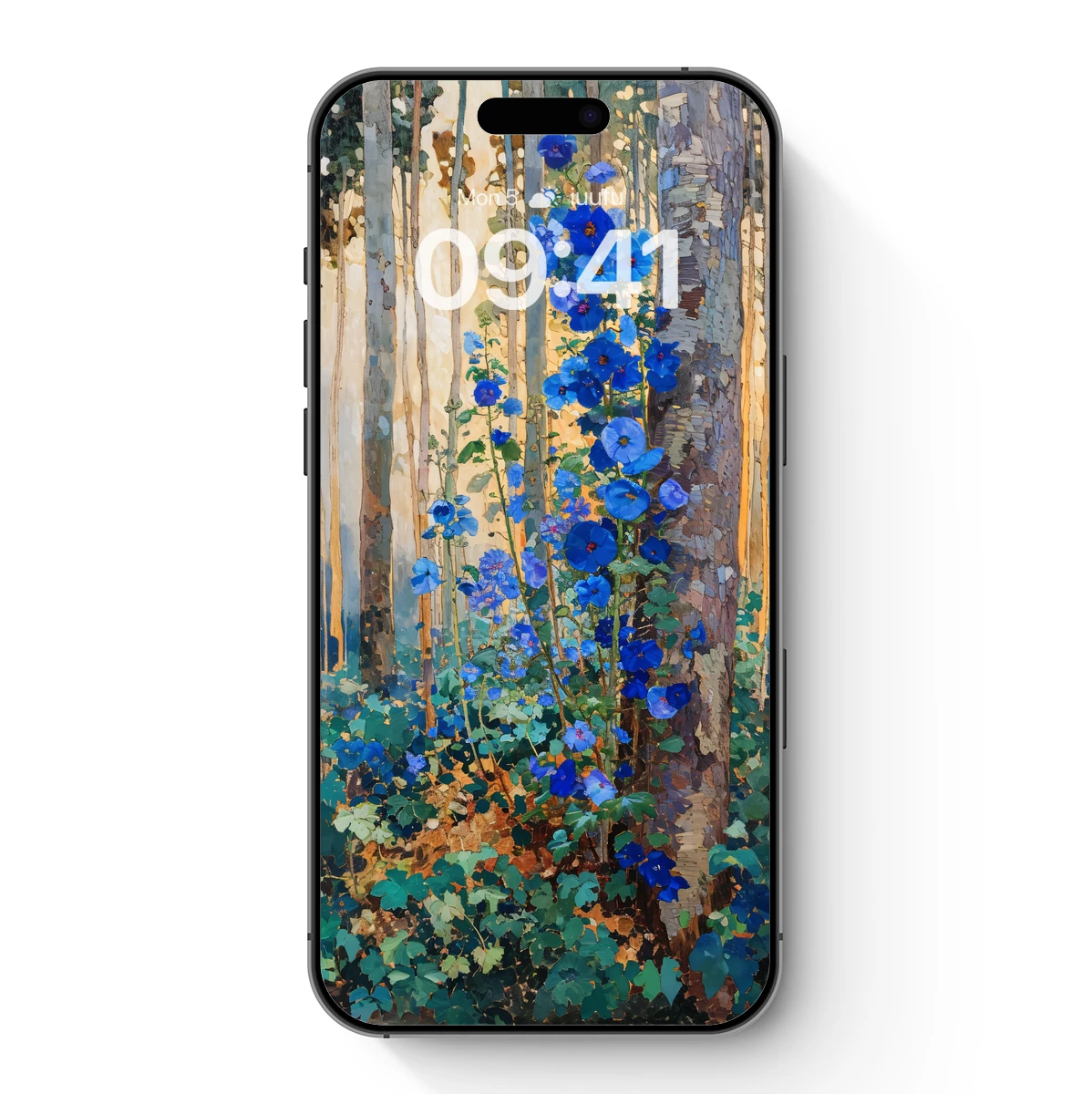 Enchanted Blue Blossoms in Forest Light