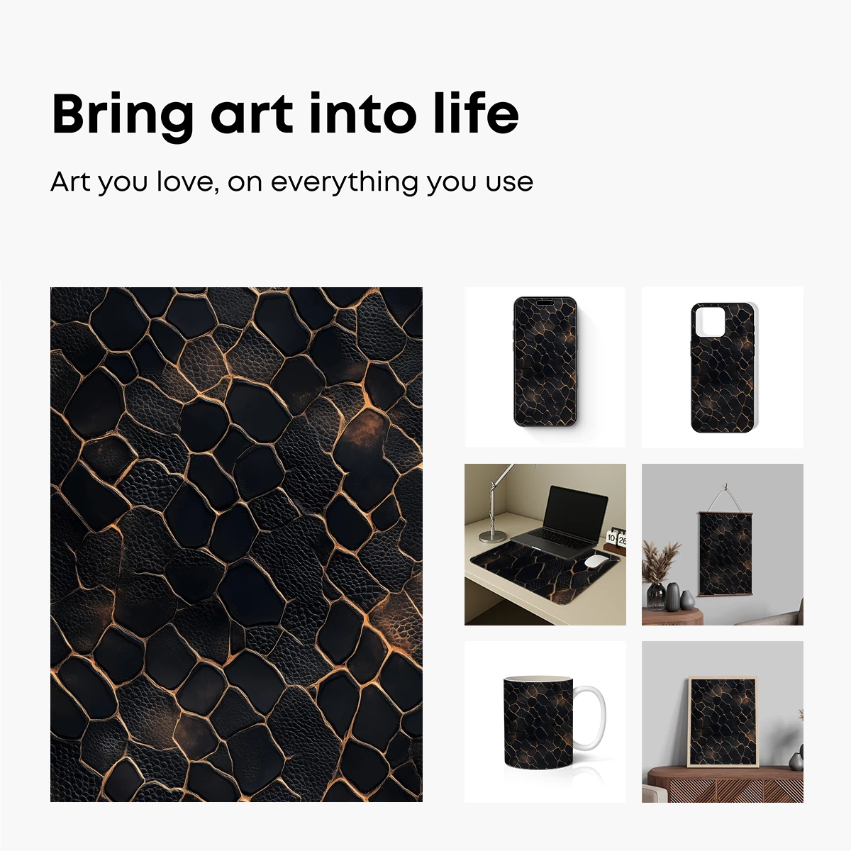 Golden Veins on Midnight Leather - Image 2