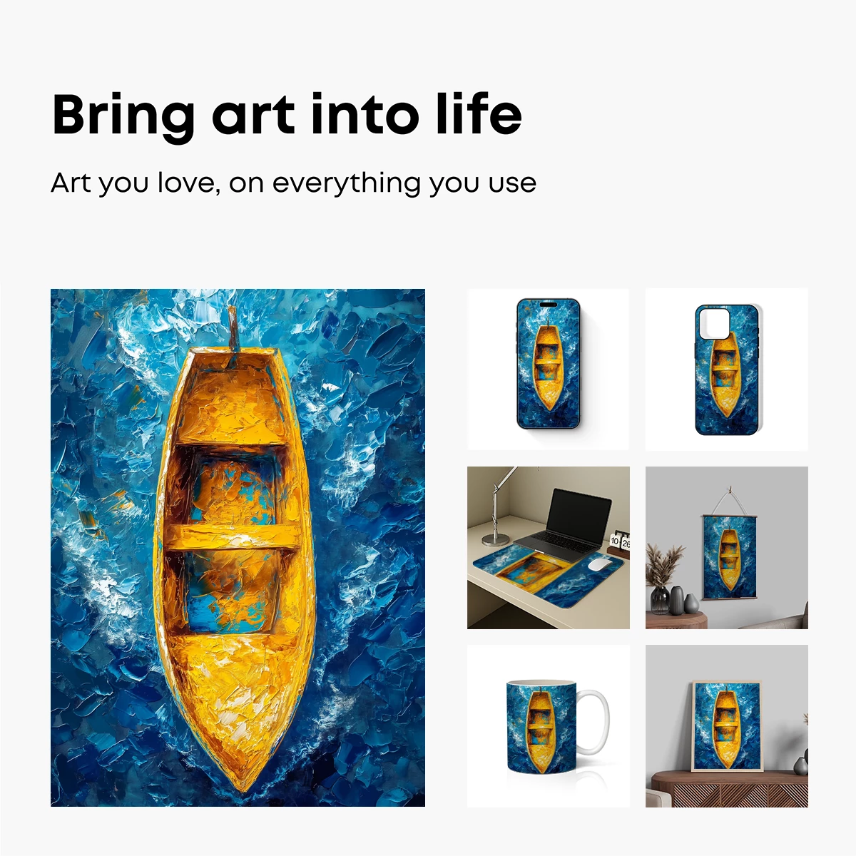 Golden Boat on Turquoise Waves - Image 2