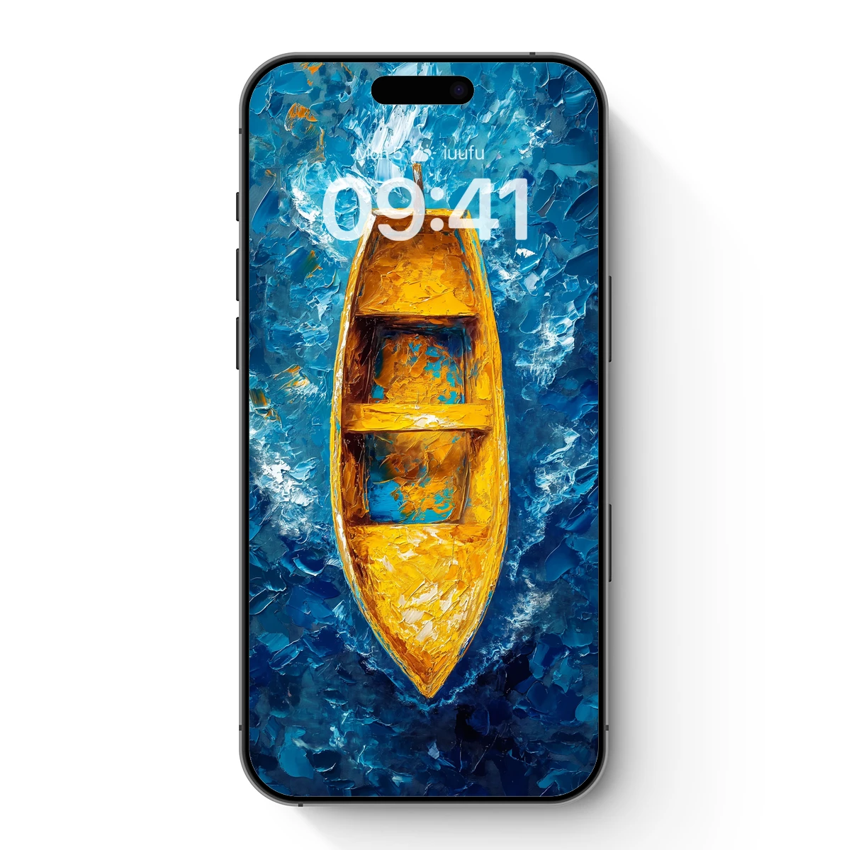 Golden Boat on Turquoise Waves