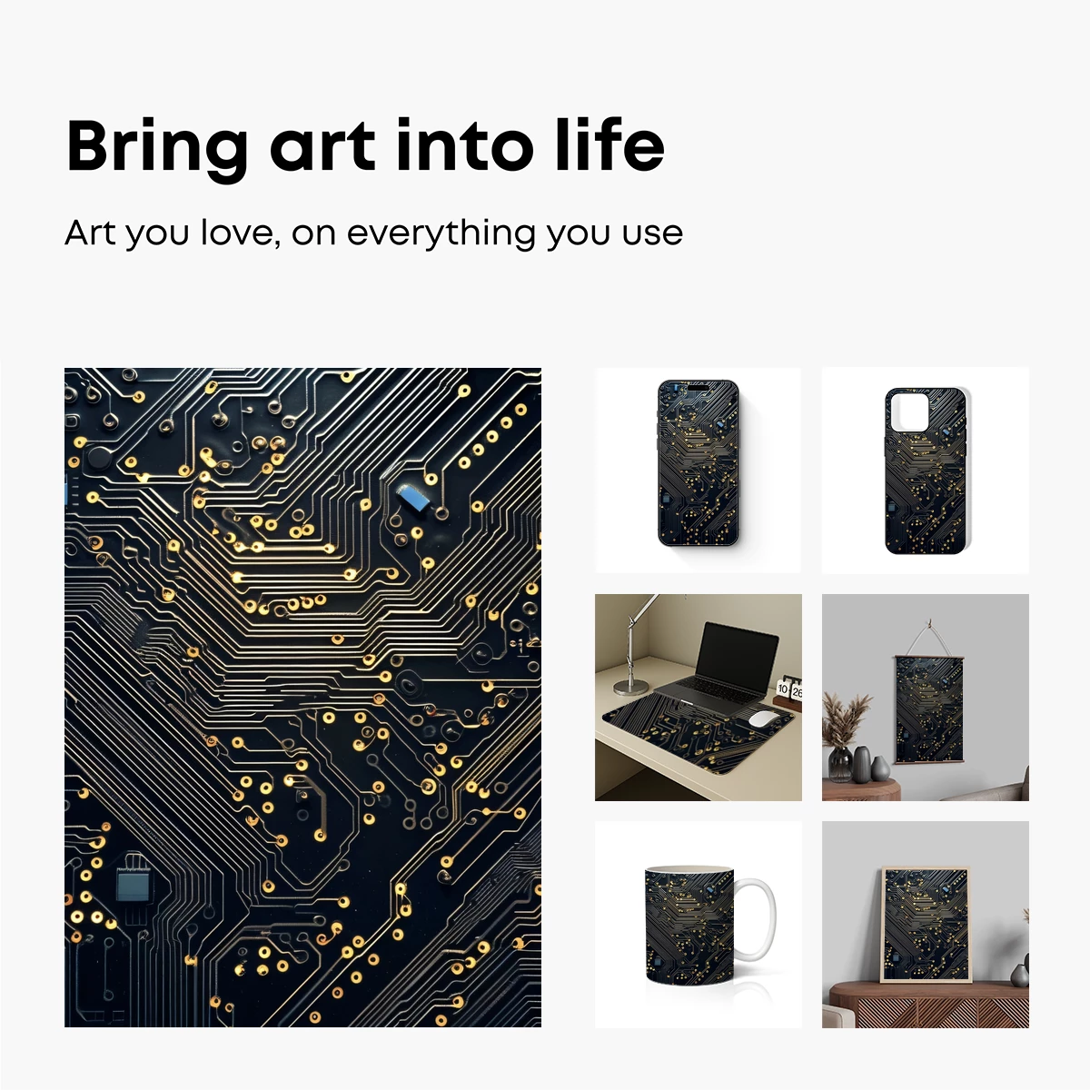 Circuit Symphony: Golden Traces on Midnight Canvas - Image 2