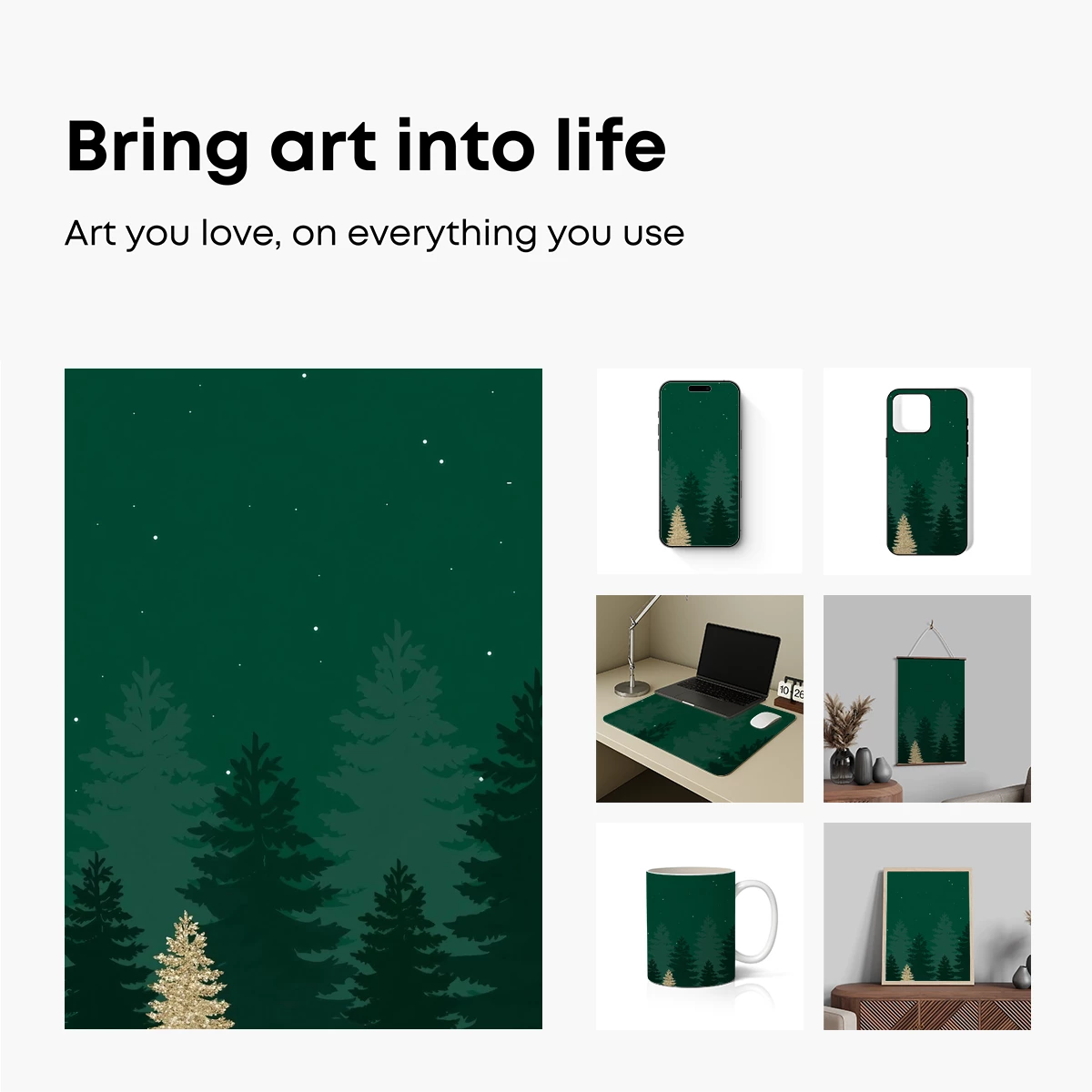 Golden Pine in Midnight Forest - Image 2