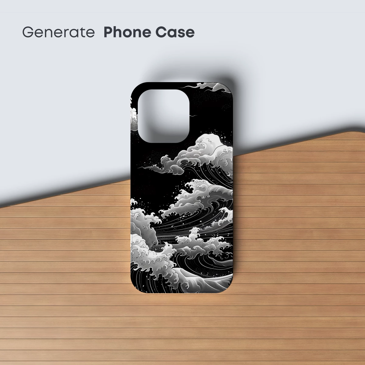 Monochrome Ocean Symphony: Hokusai-Inspired Waves - Image 3