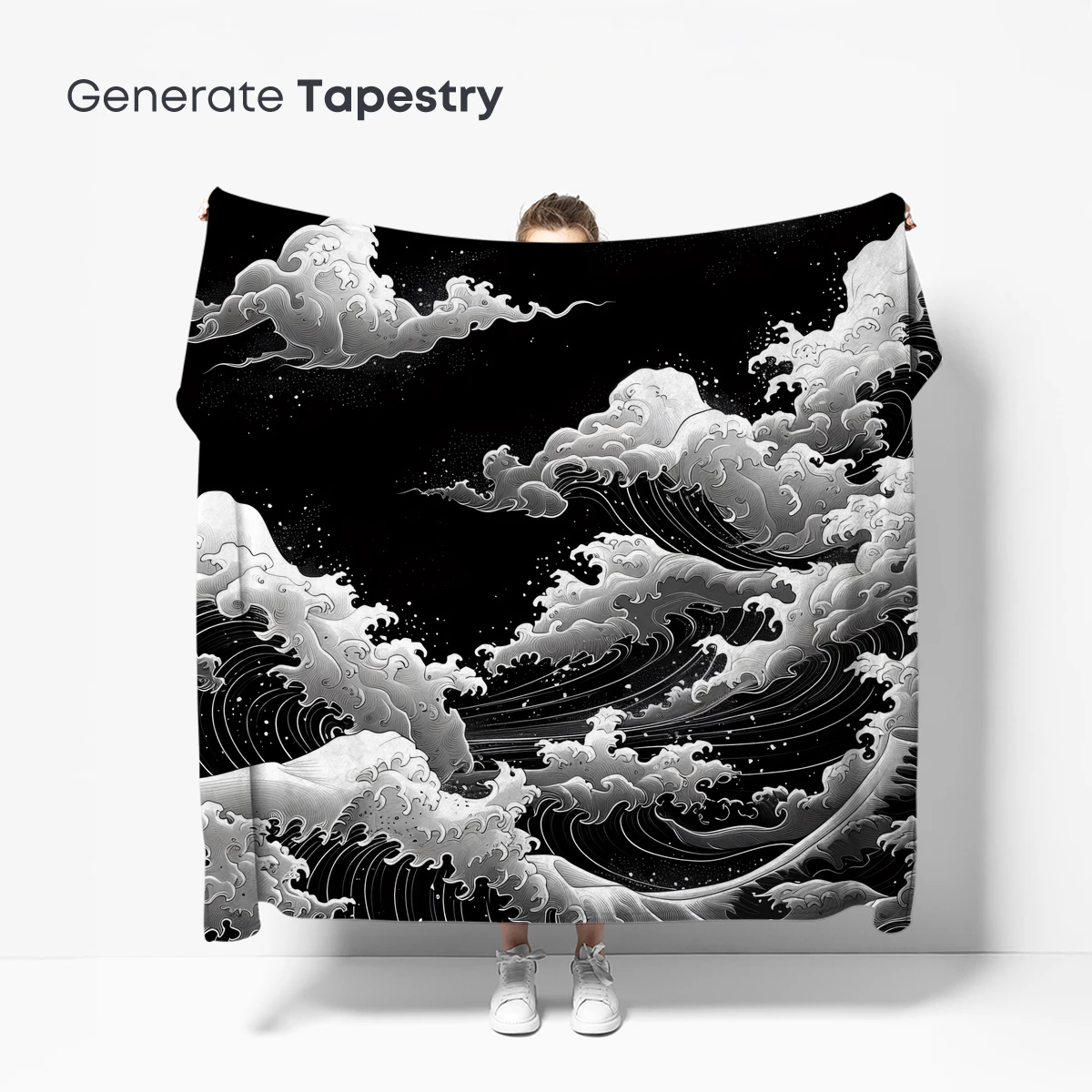 Monochrome Ocean Symphony: Hokusai-Inspired Waves - Image 5