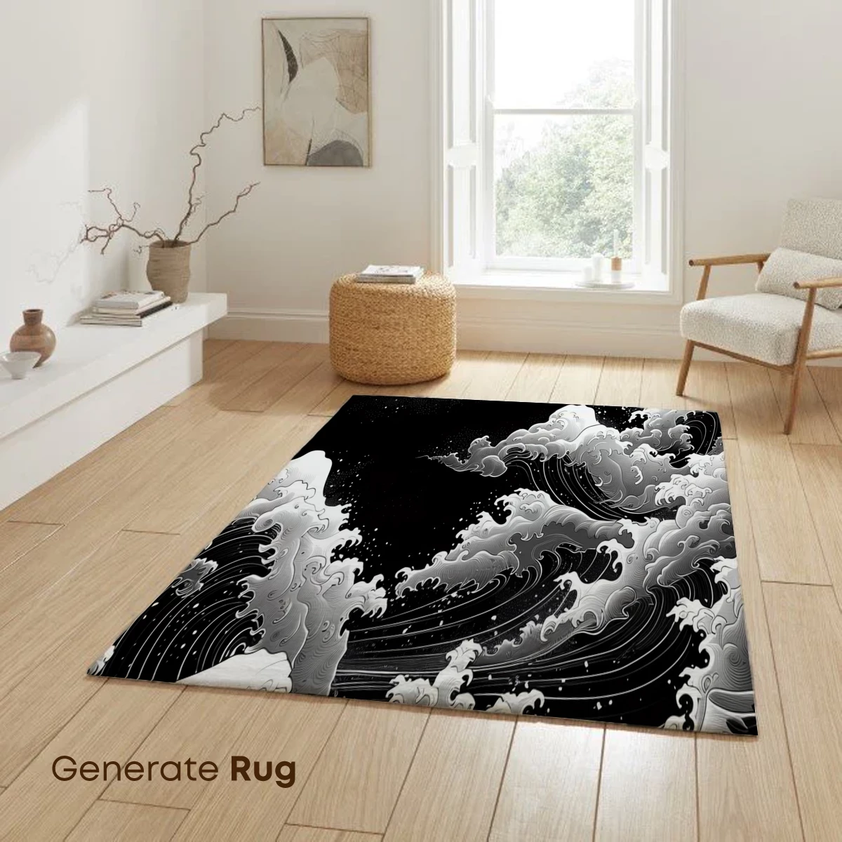 Monochrome Ocean Symphony: Hokusai-Inspired Waves - Image 6