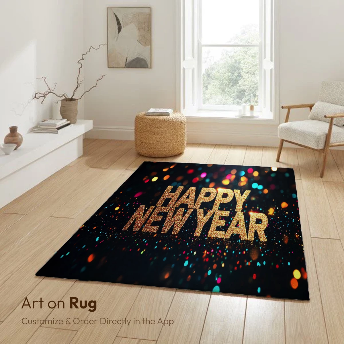 Golden 'Happy New Year' Amidst Festive Bokeh Lights - Image 6