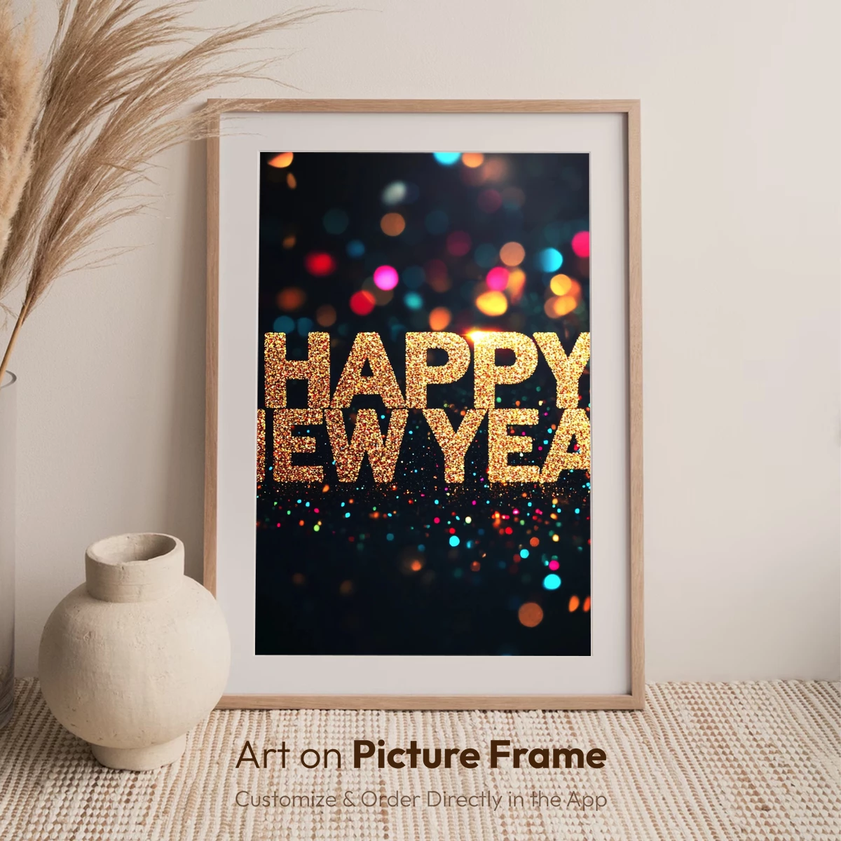 Golden 'Happy New Year' Amidst Festive Bokeh Lights - Image 7