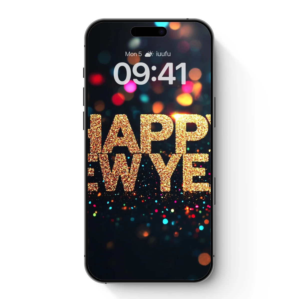 Golden 'Happy New Year' Amidst Festive Bokeh Lights