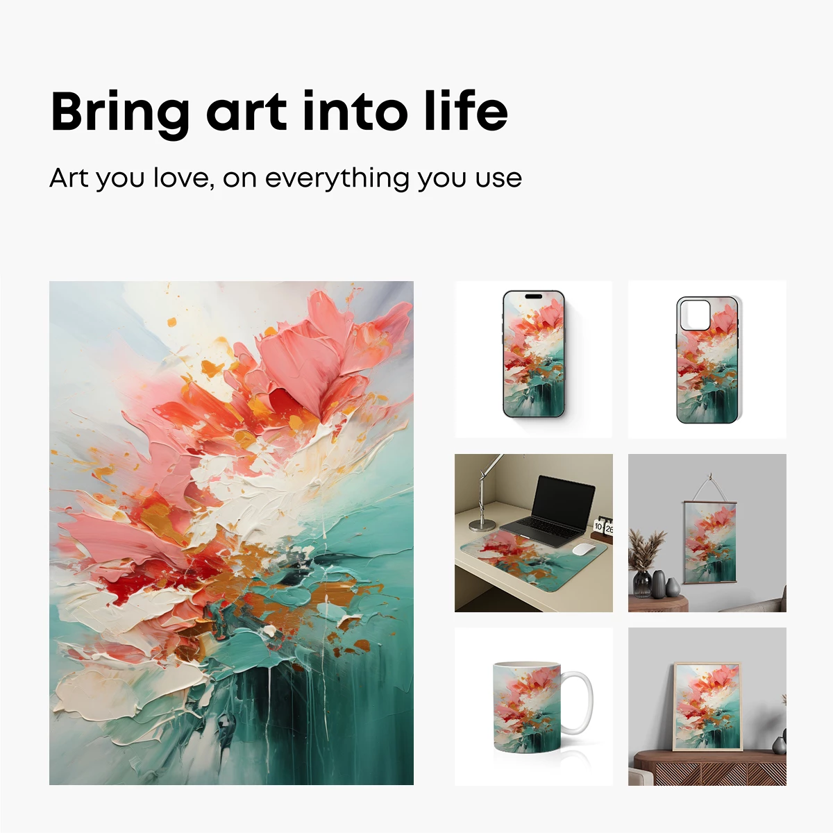 Abstract Floral Burst: Modern Palette Knife Artistry - Image 2