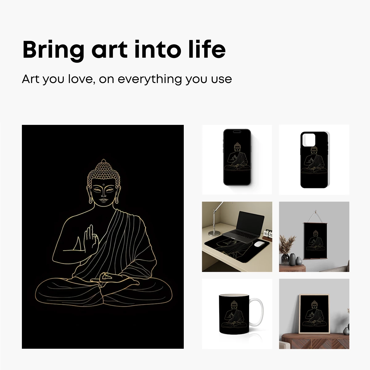 Golden Buddha Silhouette: Zen Line Art - Image 2