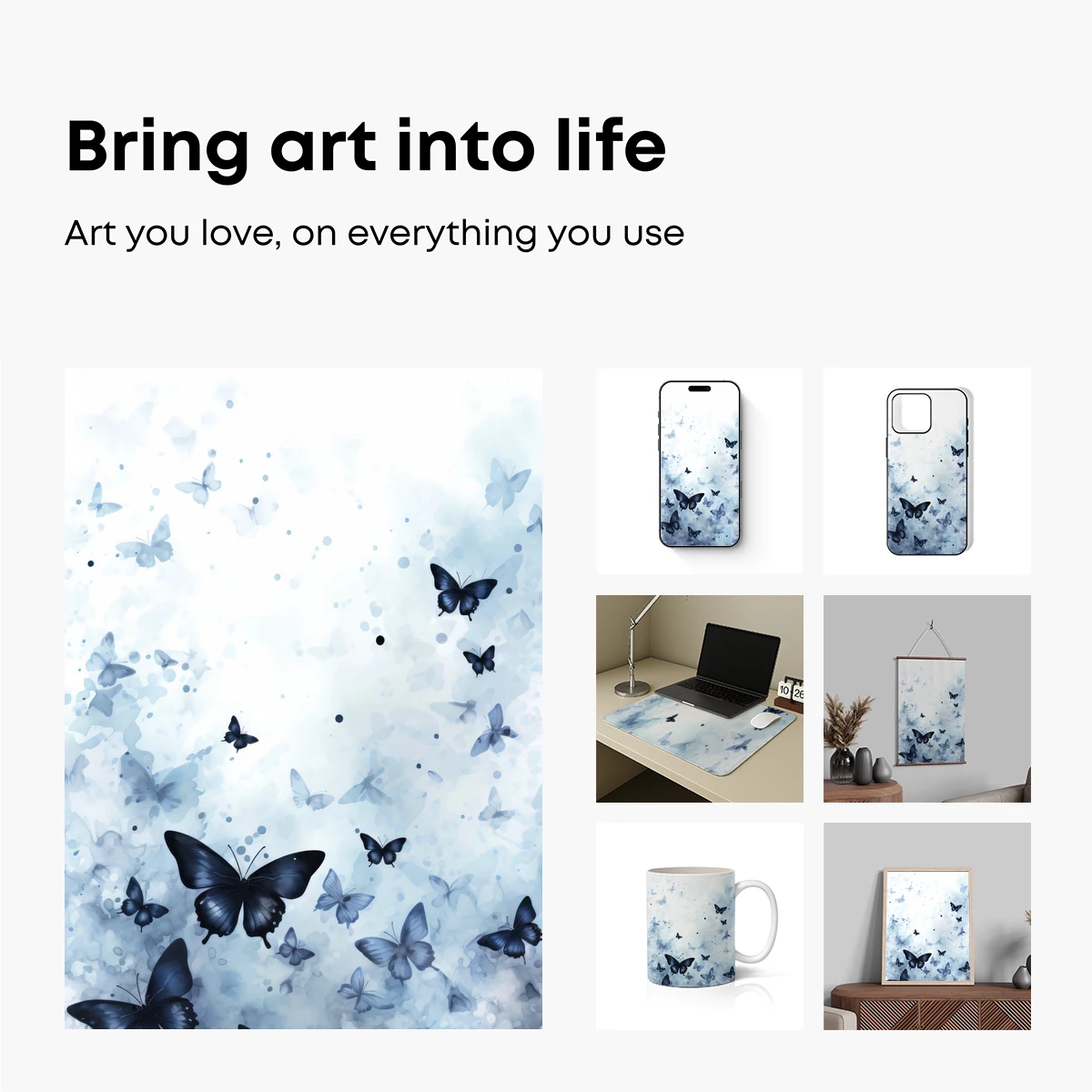 Ethereal Blue Butterflies: A Watercolor Dance - Image 2