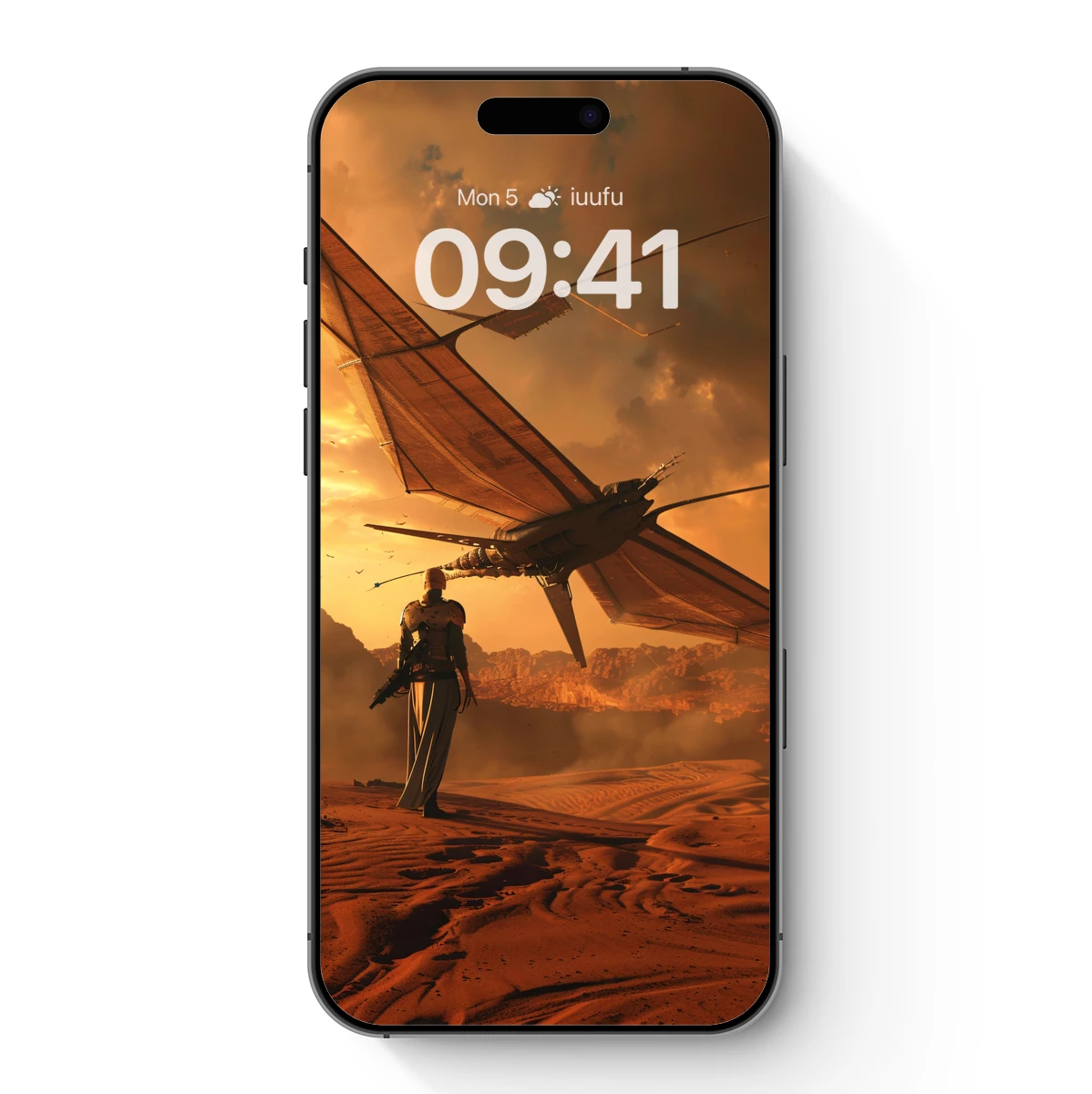 Desert Wings: Futuristic Glider at Sunset