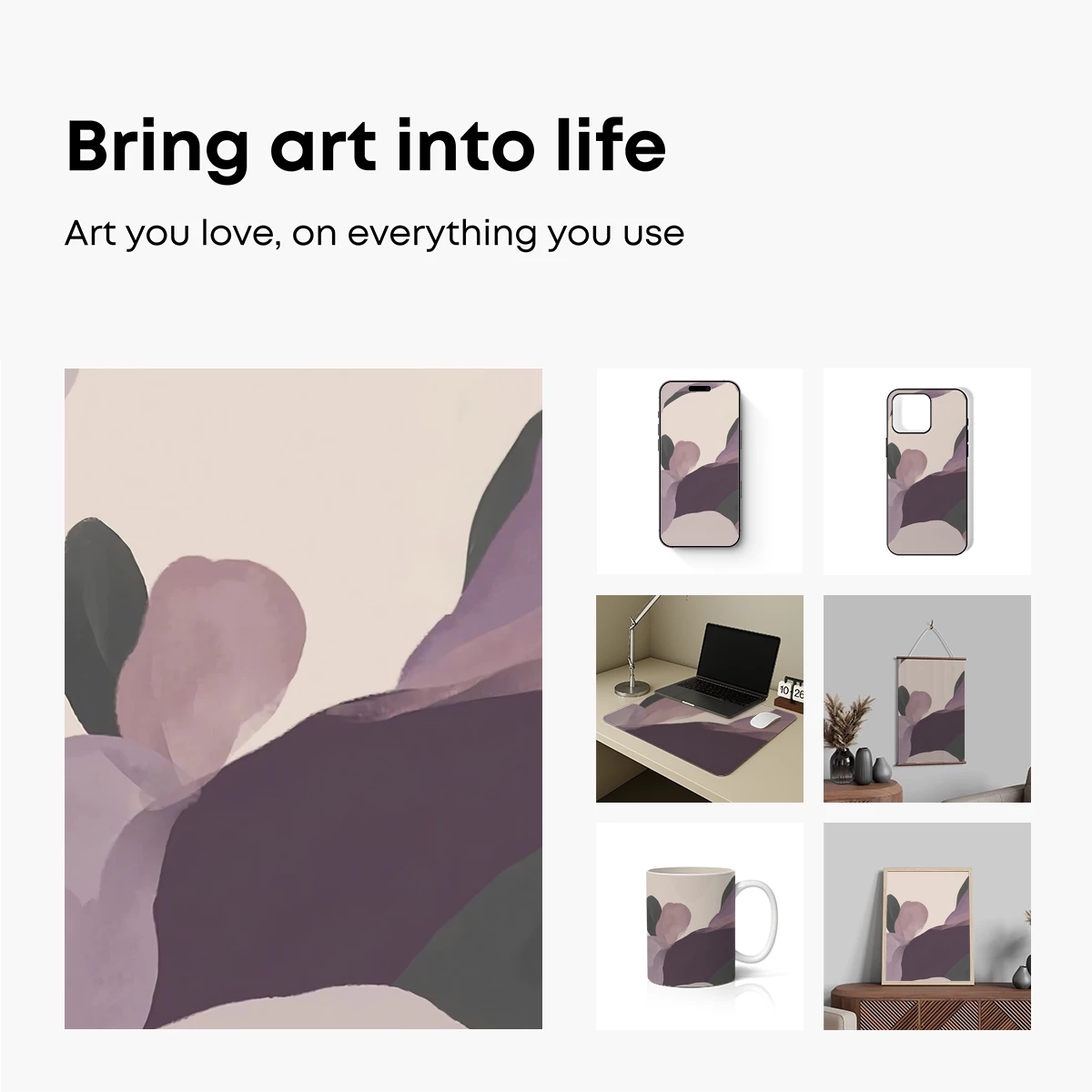 Abstract Blossom: Soft Hues and Curved Forms - Image 2