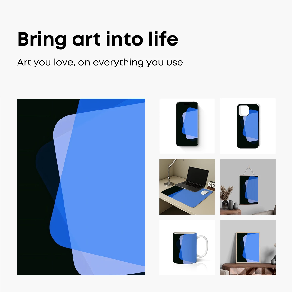 Geometric Blue Elegance: Abstract Form Fusion - Image 2