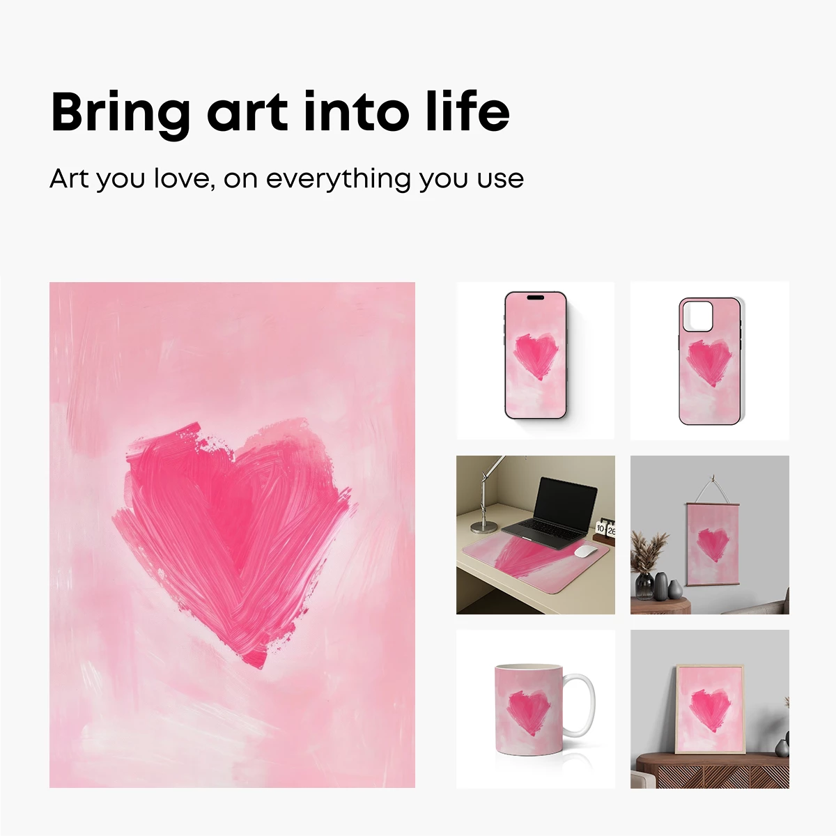 Brushstroke Heart: Pink Canvas Romance - Image 2