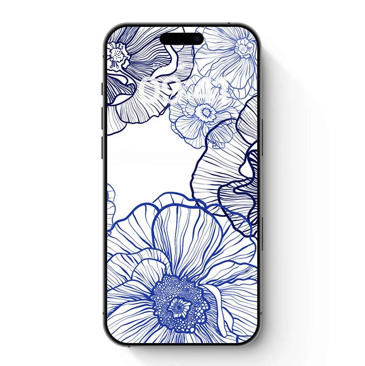 Elegant Blue Line Art Flowers Elegant Blue Line Art Flowers