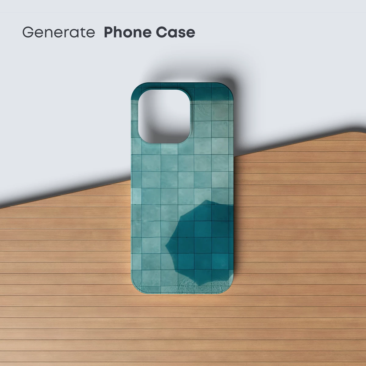 Crimson Umbrella Over Azure Tiles - Image 3