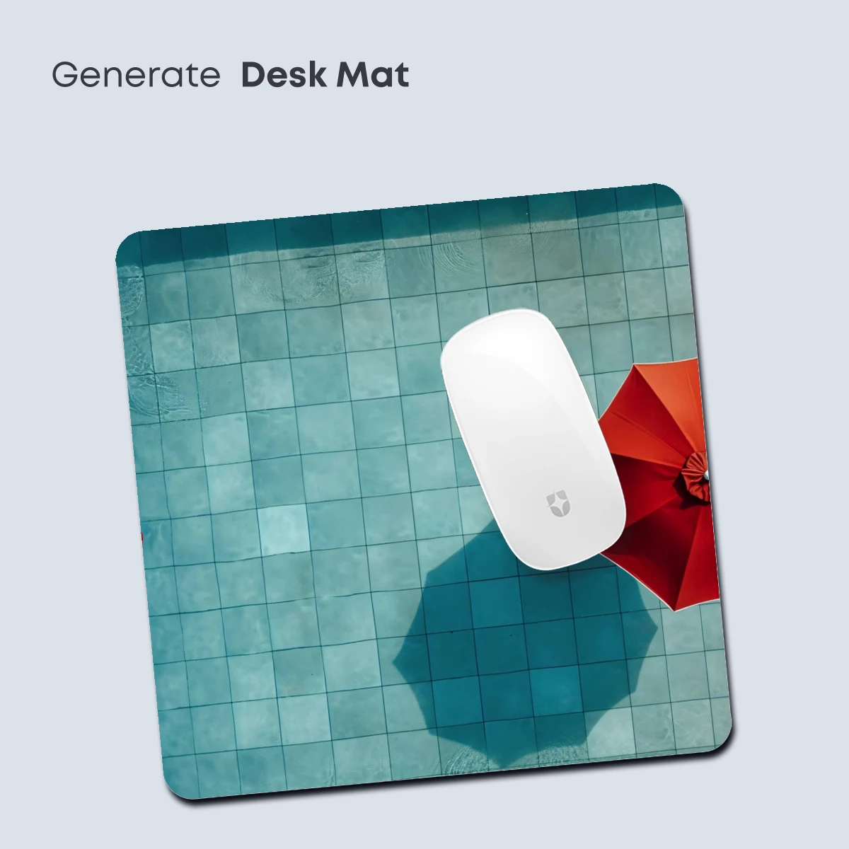 Crimson Umbrella Over Azure Tiles - Image 4