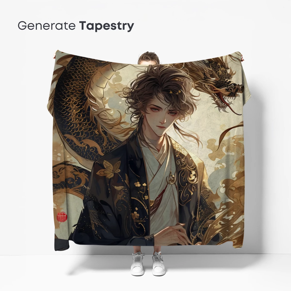 Eternal Dragon Embrace: Mythic Warrior in Silk Robes - Image 5