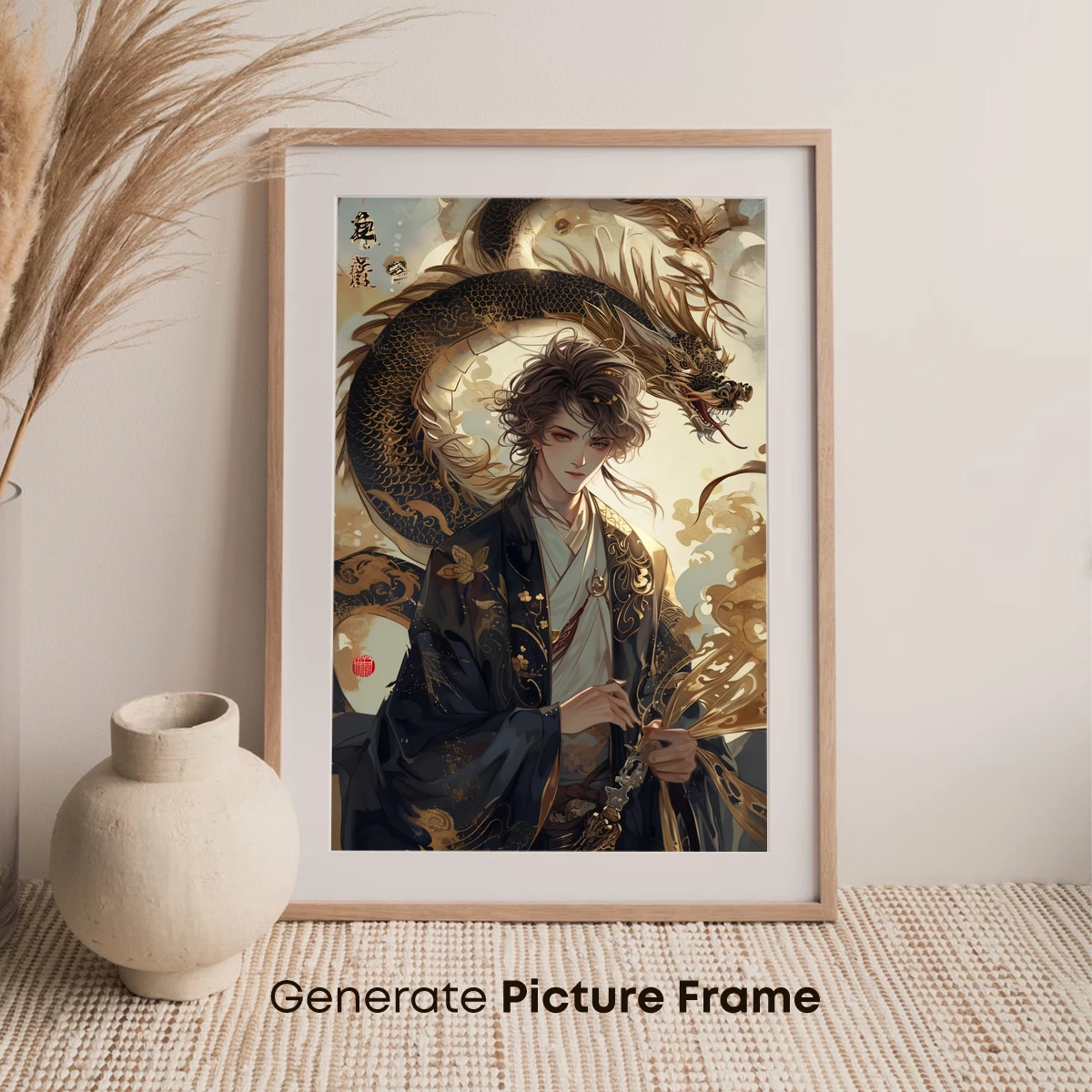 Eternal Dragon Embrace: Mythic Warrior in Silk Robes - Image 7