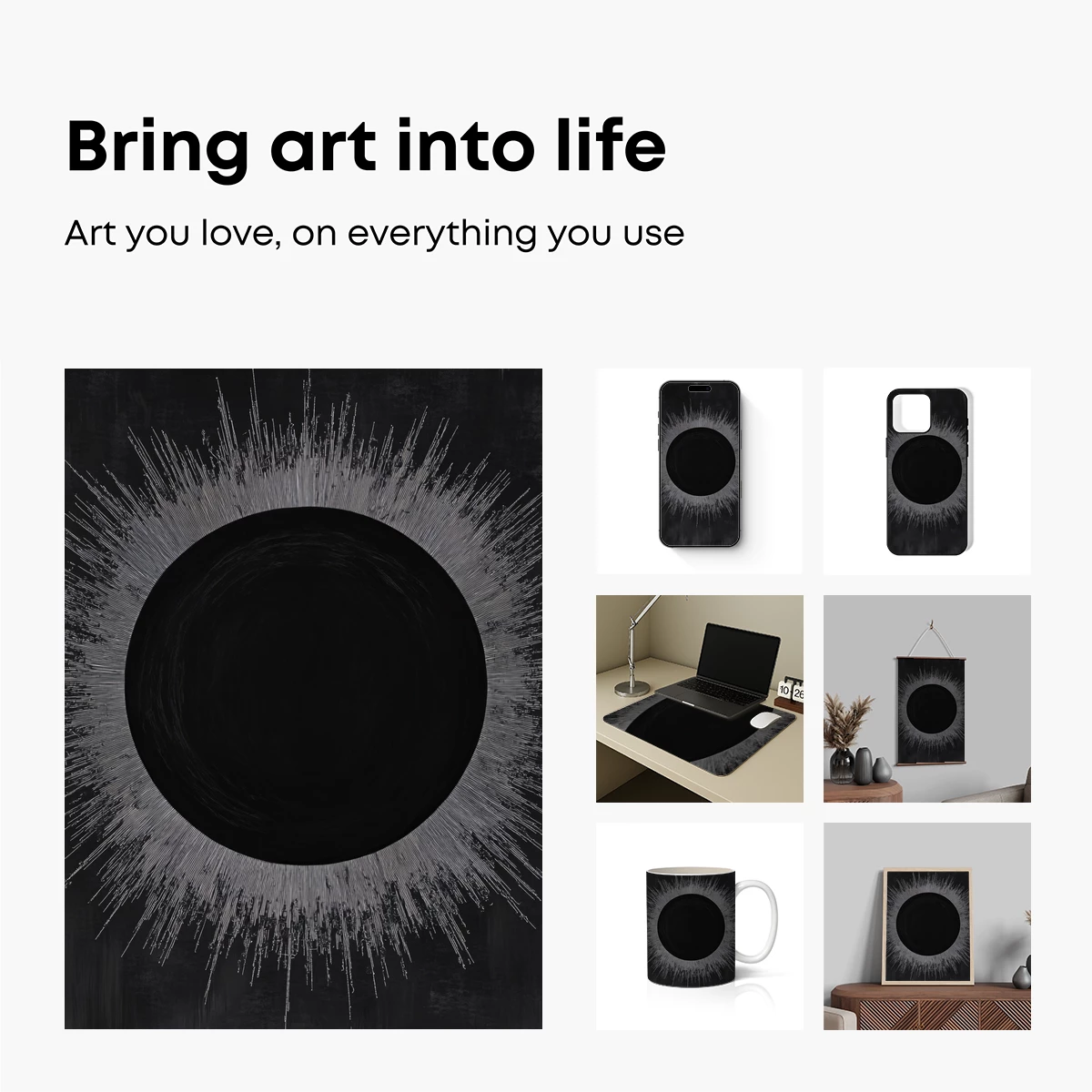 Eclipse Burst: Cosmic Radiance in Monochrome - Image 2