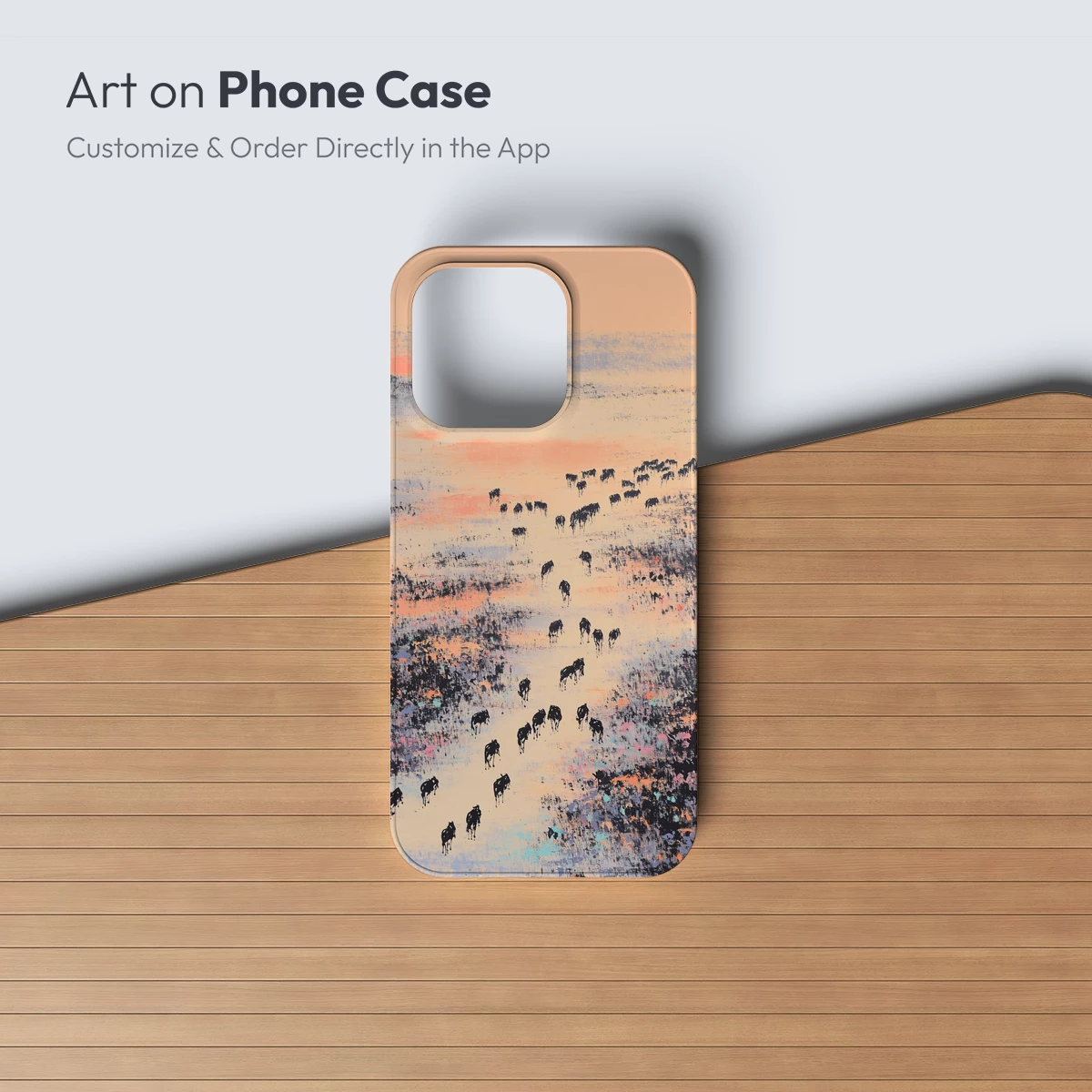 Pastel Herd Odyssey: Abstract Landscape Art - Image 3