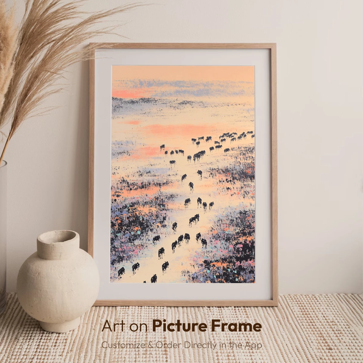 Pastel Herd Odyssey: Abstract Landscape Art - Image 7