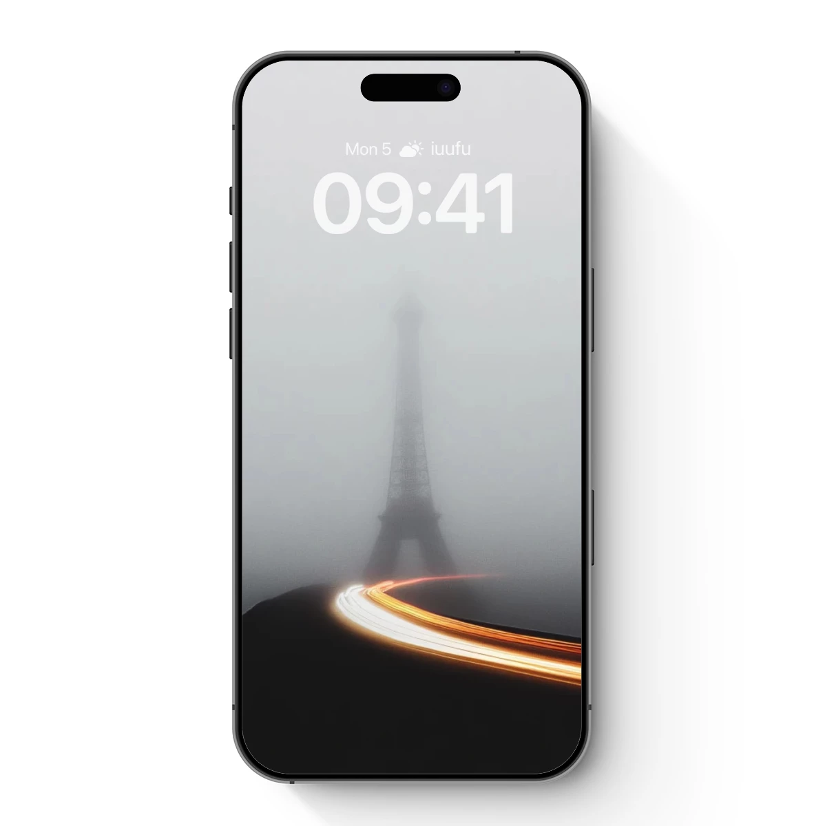 Foggy Eiffel Tower with Light Trails