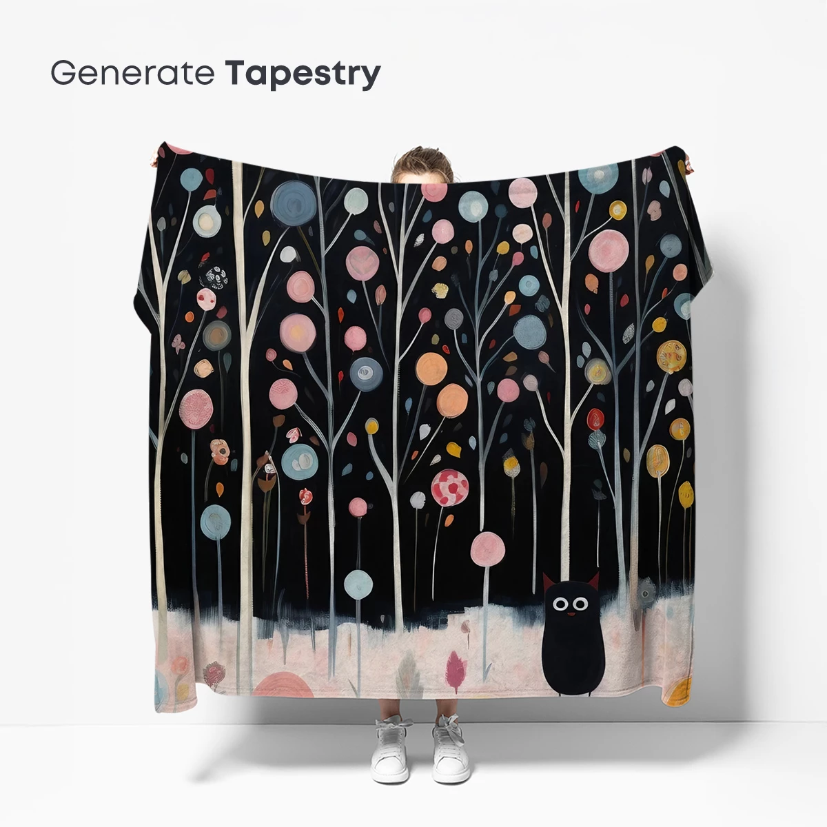 Enchanted Night Forest: Whimsical Trees and a Curious Owl - Image 5