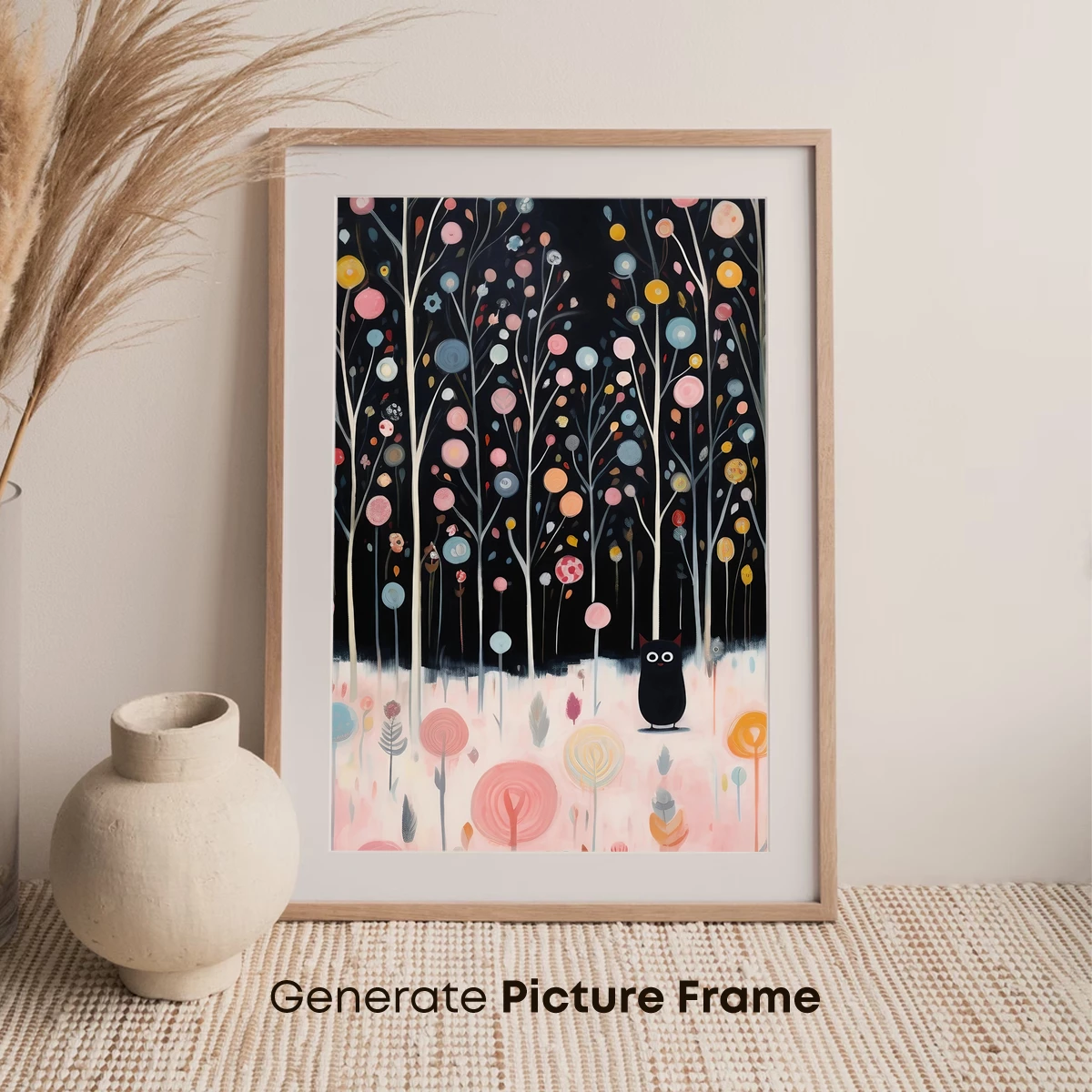 Enchanted Night Forest: Whimsical Trees and a Curious Owl - Image 7