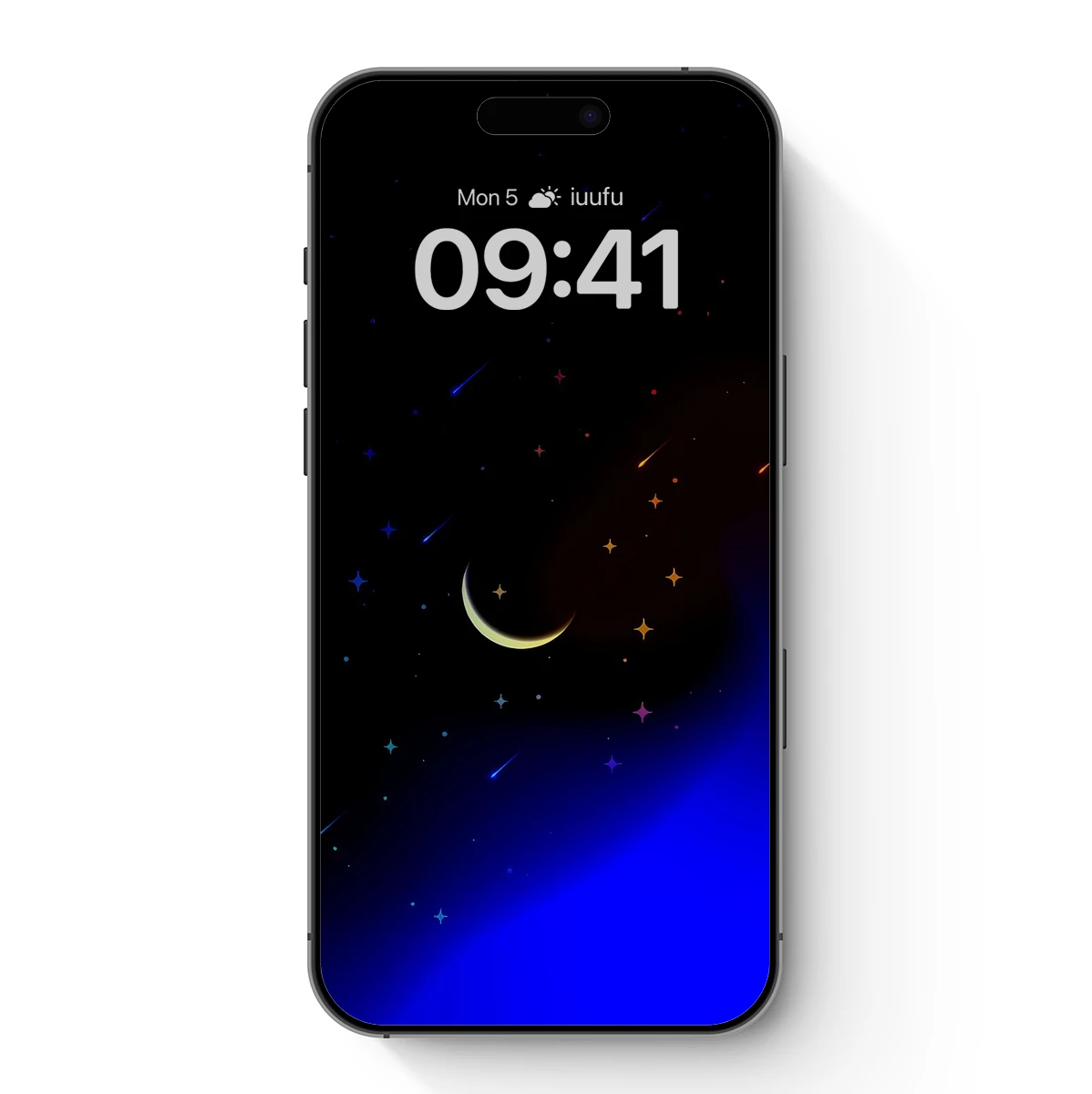 Celestial Symphony: Crescent Moon and Shooting Stars