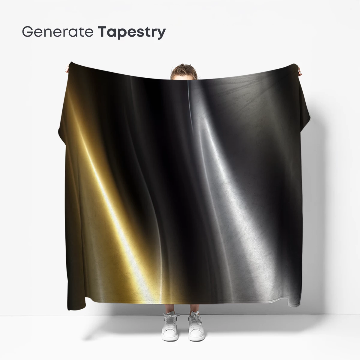 Elegant Silk Symphony: Gold and Silver Waves - Image 5