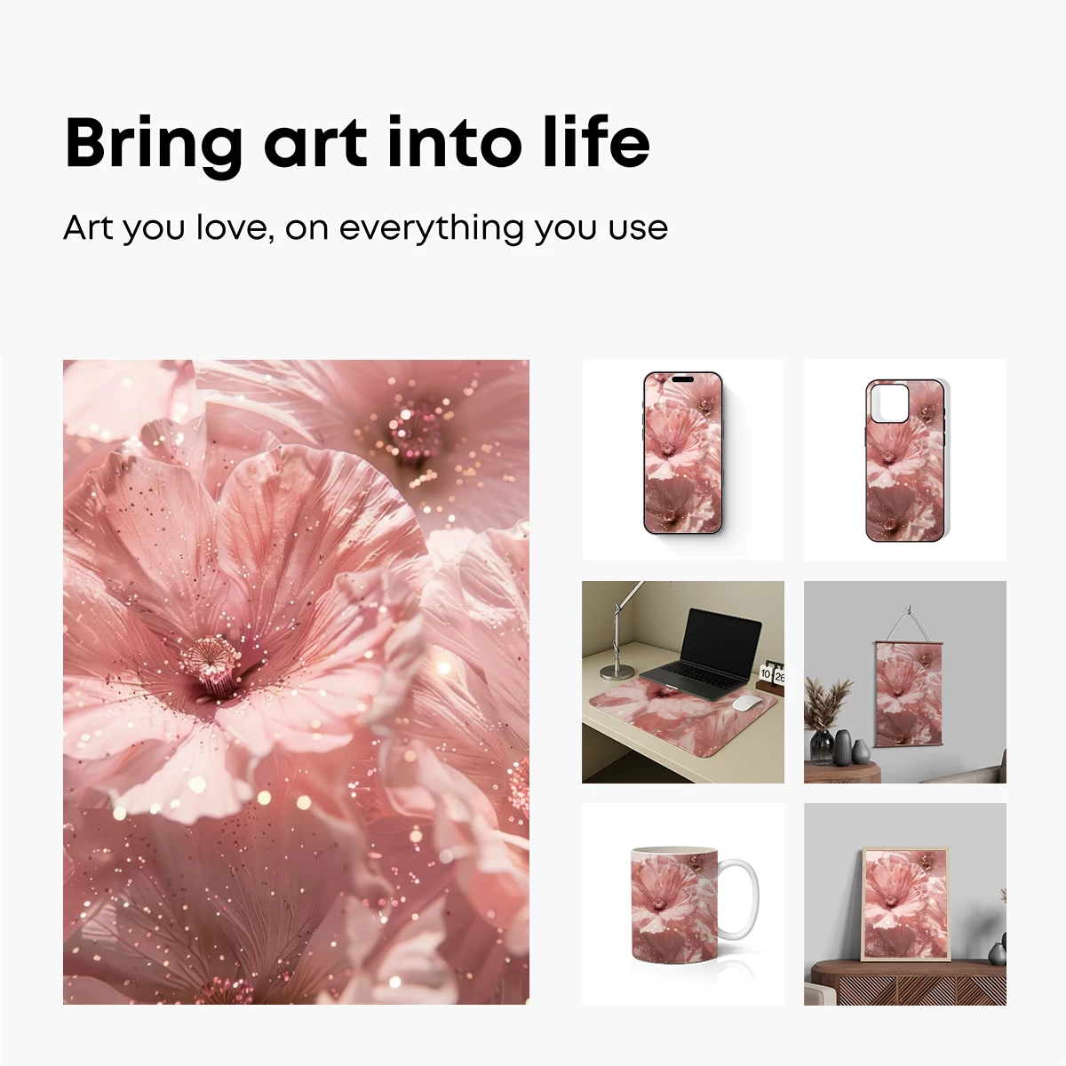 Blush Blossoms: Glittering Petals in Soft Pink - Image 2