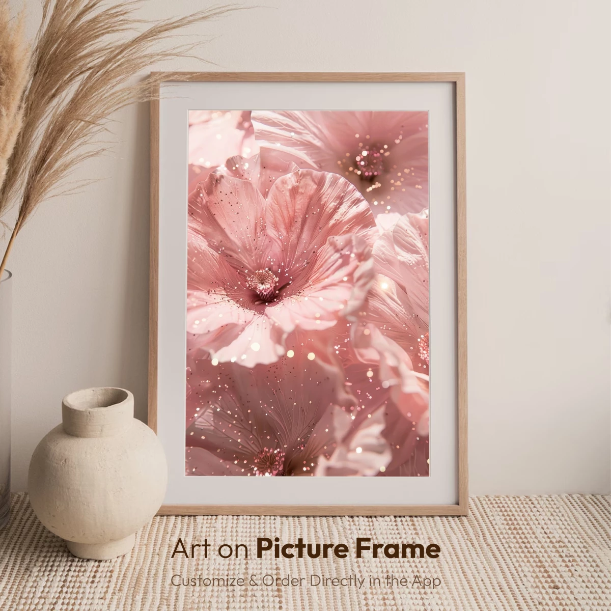 Blush Blossoms: Glittering Petals in Soft Pink - Image 7