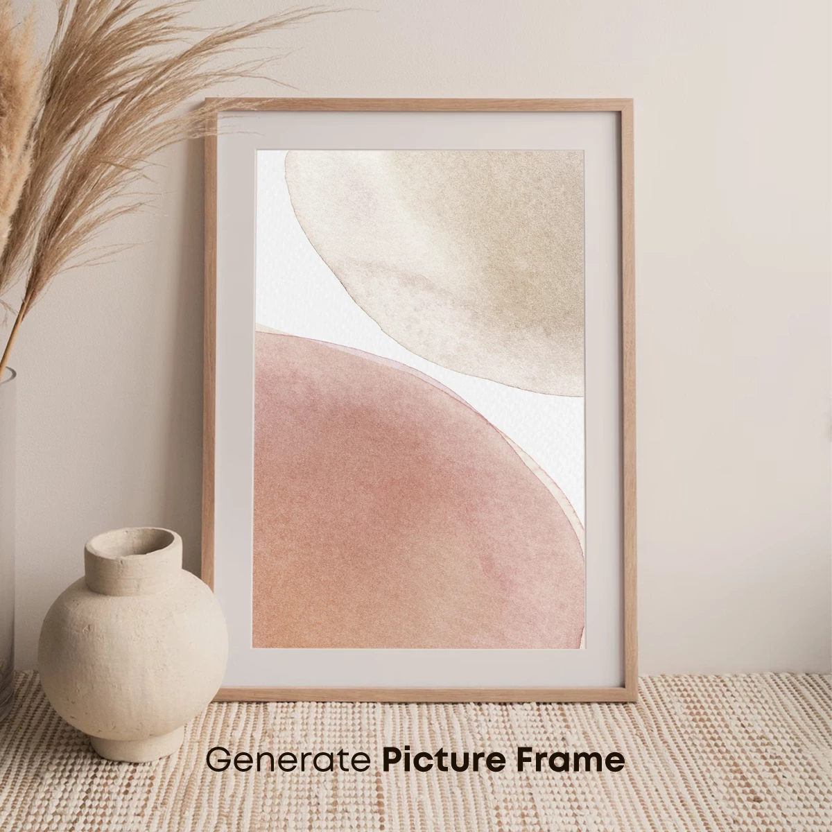 Abstract Watercolor Harmony: Blush and Beige Elegance - Image 7
