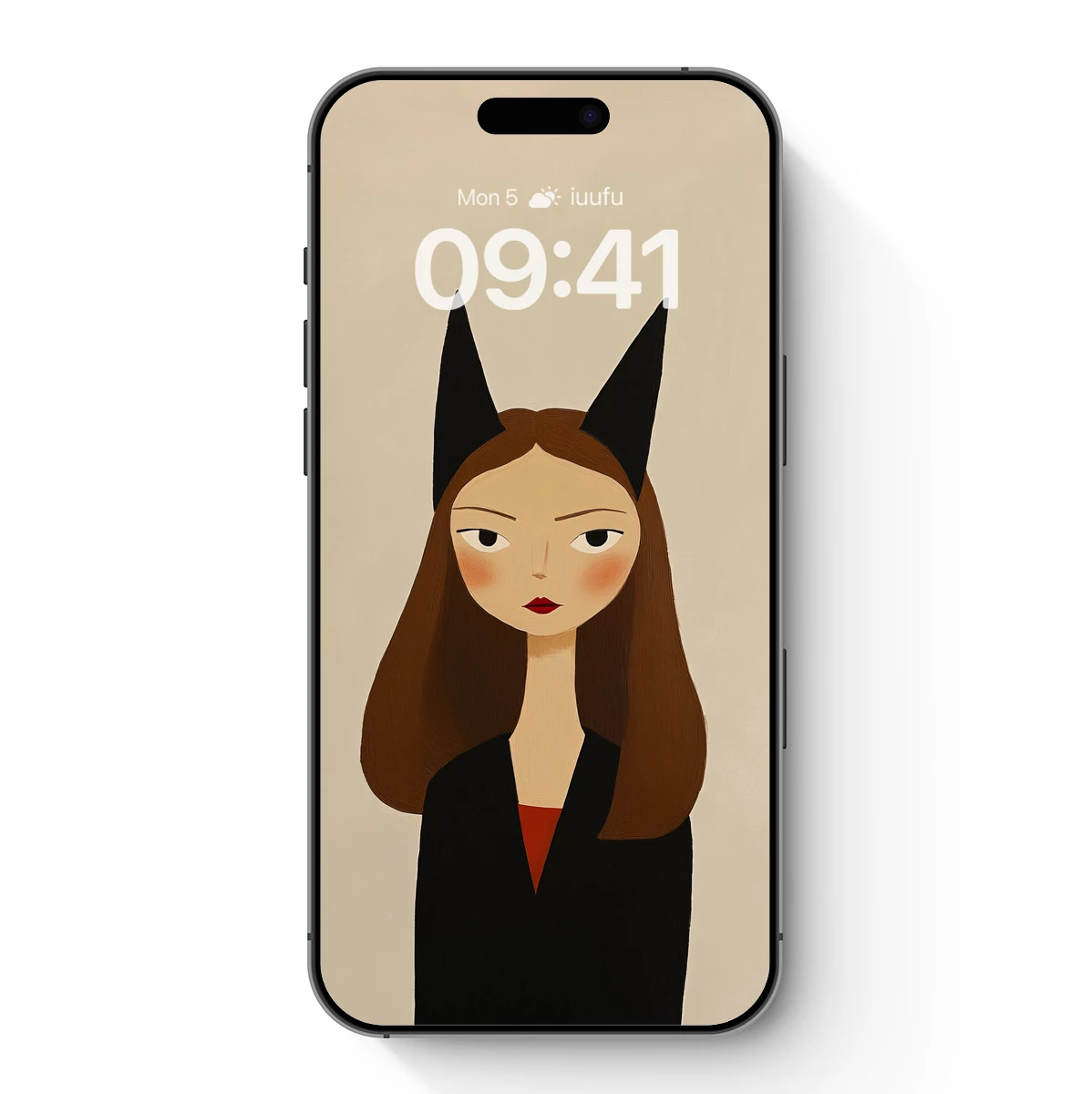 Elegant Cat-Eared Enigma: Modern Art Portrait