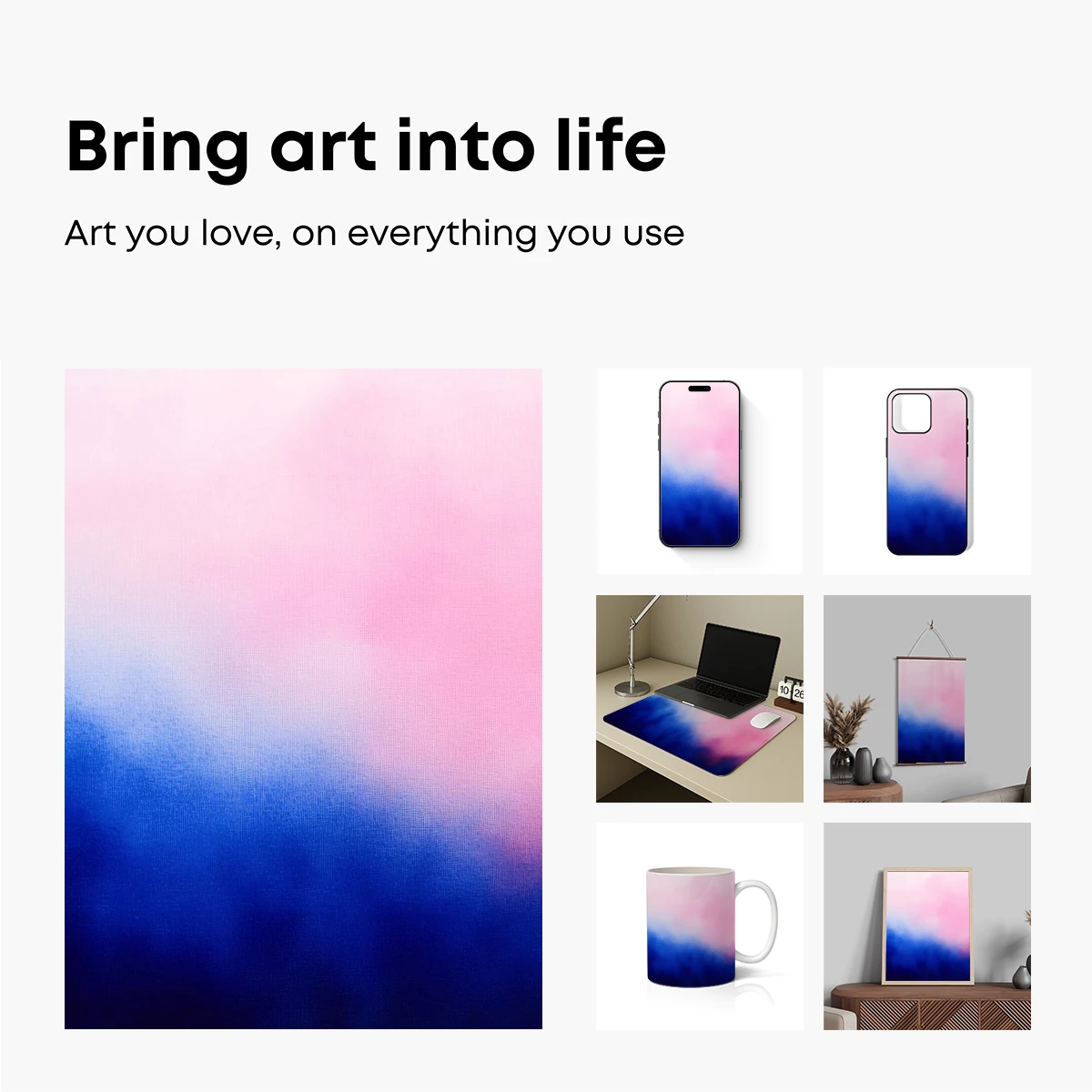 Misty Dawn Gradient: Pink and Blue Ethereal Blend - Image 2