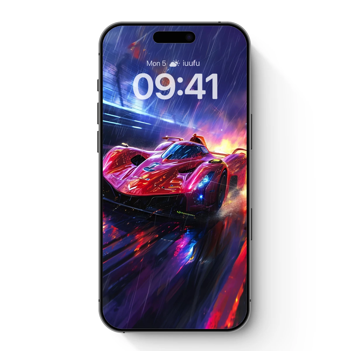 Futuristic Racer in Neon Rainstorm