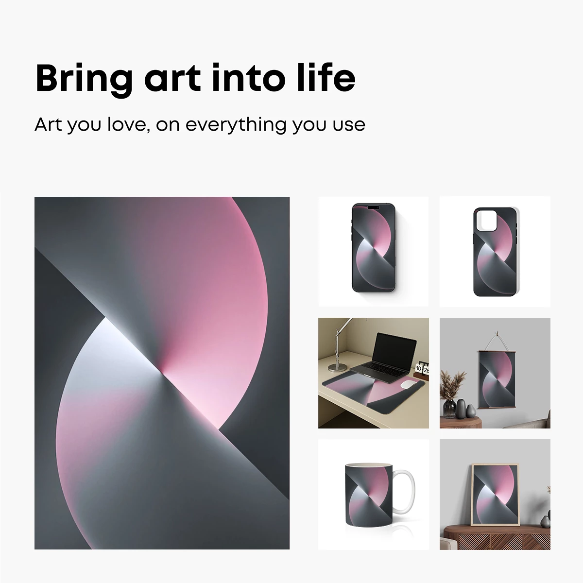 Eclipse of Serenity: Pink and Gray Abstract Harmony - Image 2