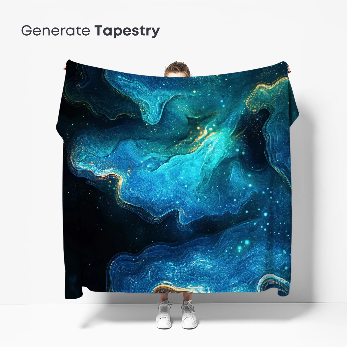 Cosmic Swirls: Teal and Gold Nebula Art - Image 5