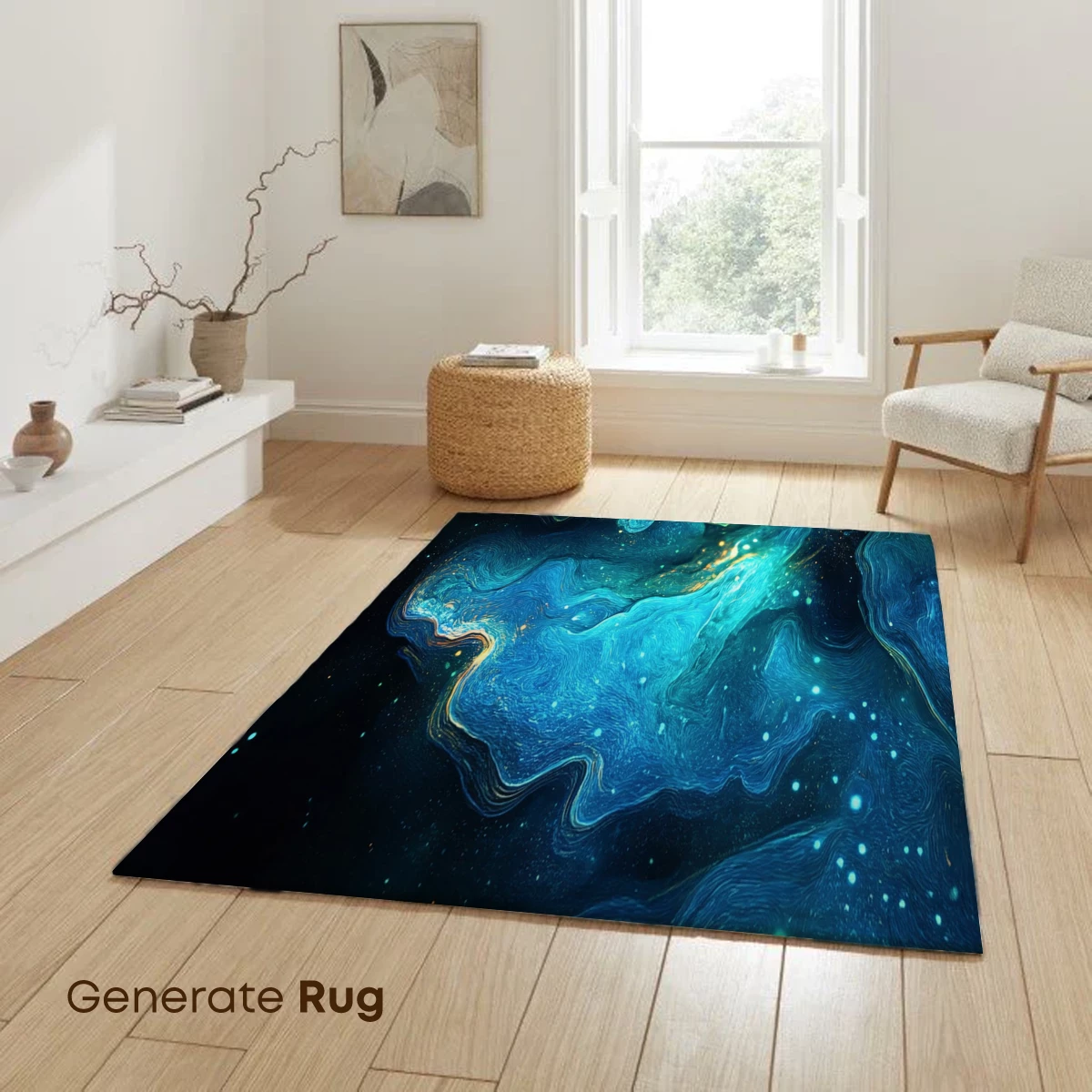 Cosmic Swirls: Teal and Gold Nebula Art - Image 6