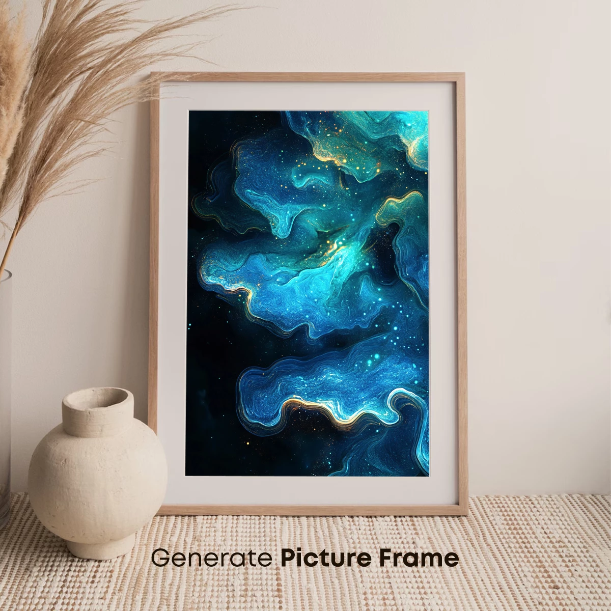 Cosmic Swirls: Teal and Gold Nebula Art - Image 7