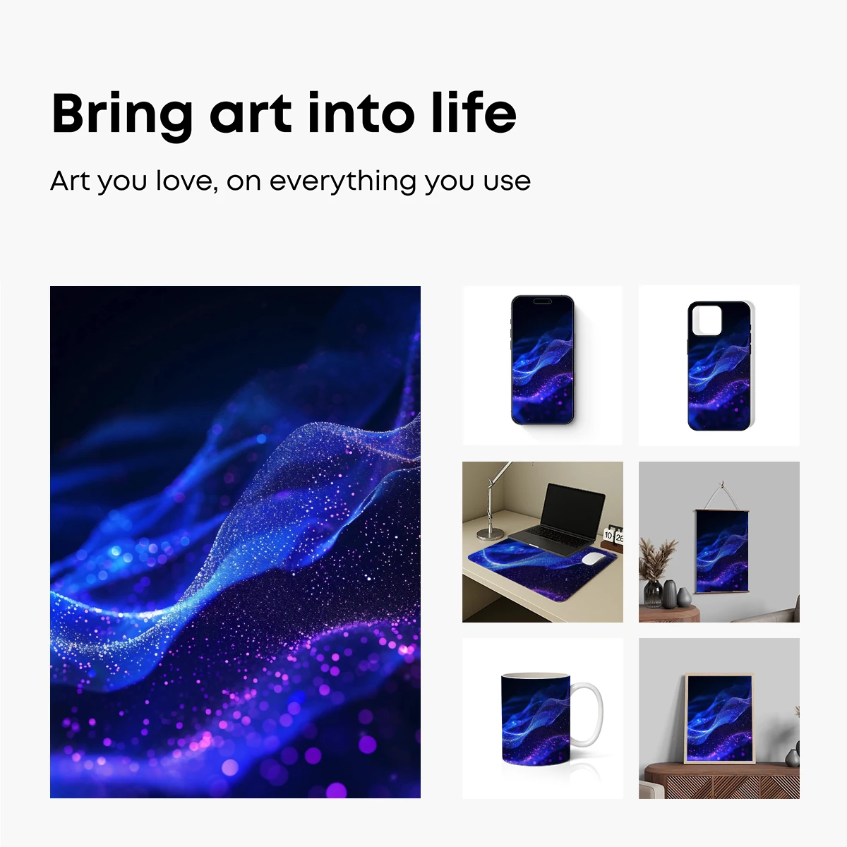 Galactic Wave Symphony: Blue and Purple Nebula Art - Image 2