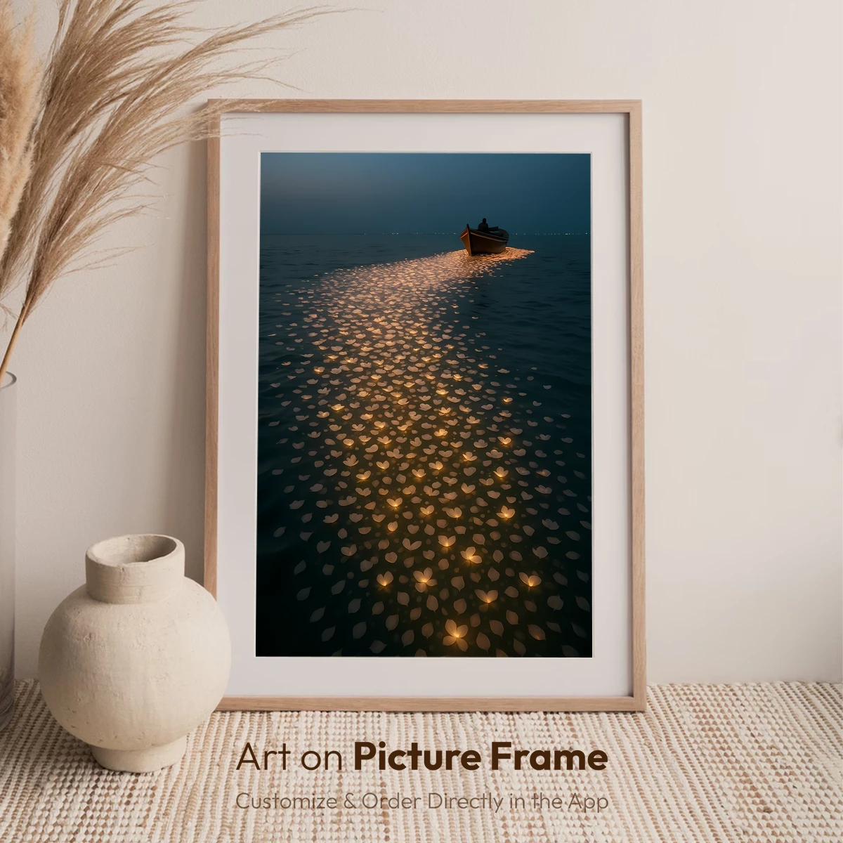 Luminous Path of Petals: Serene Night Voyage - Image 7