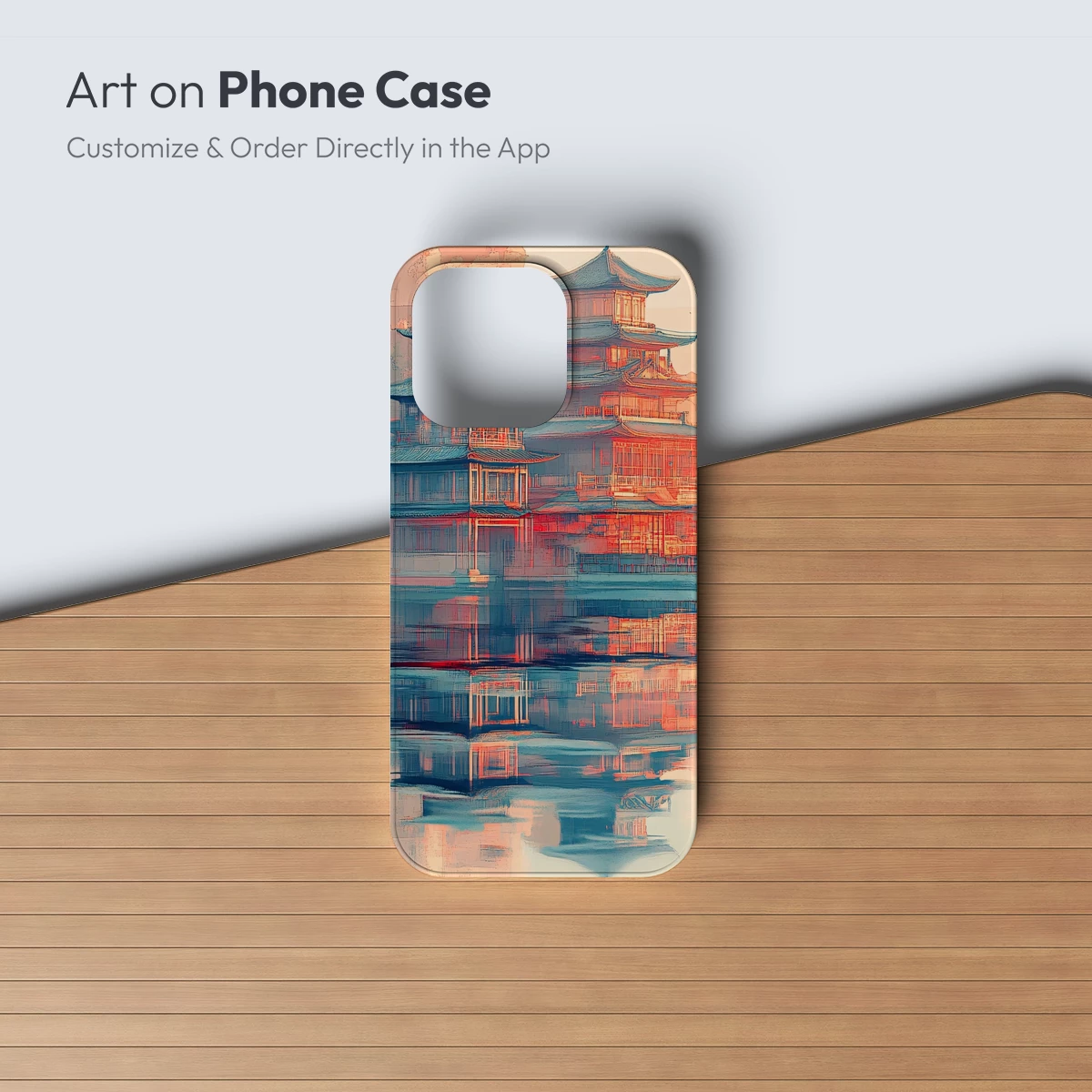 Ethereal Pagoda Reflections in Sunset Hues - Image 3