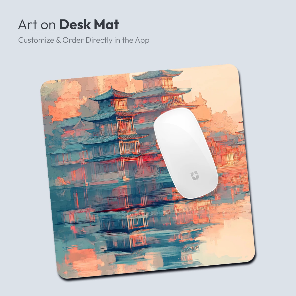 Ethereal Pagoda Reflections in Sunset Hues - Image 4