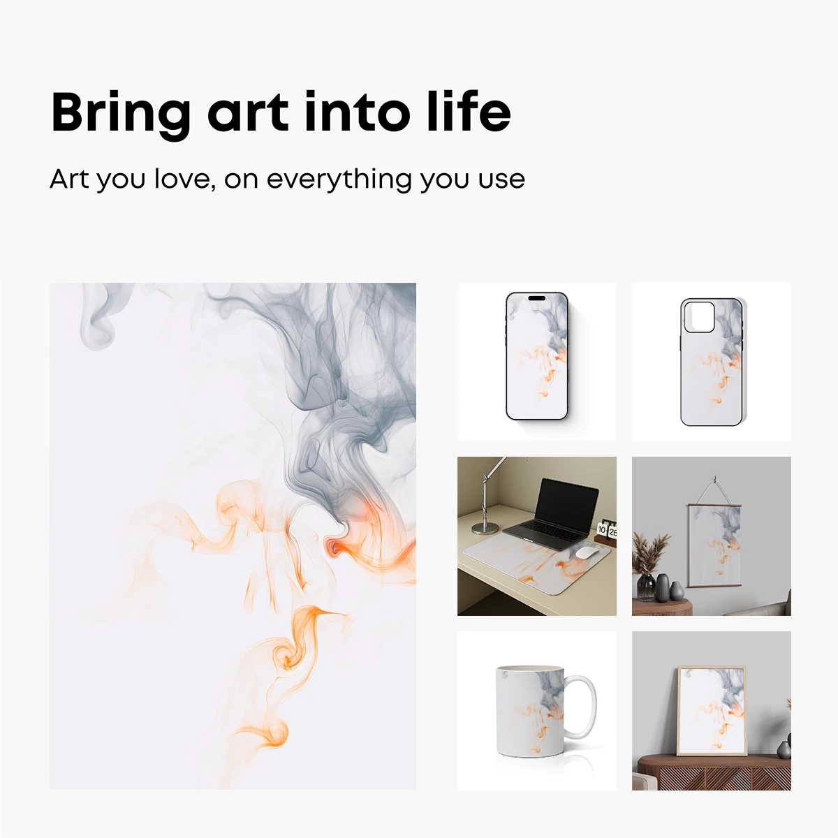 Dance of Smoke: Orange and Gray Whirls - Image 2